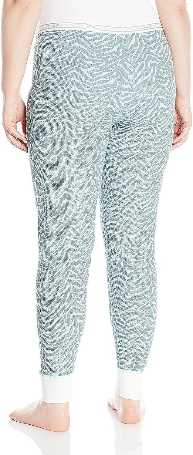 Hanes Women's X-Temp Thermal Pant Medium Blue/Grey Zebra