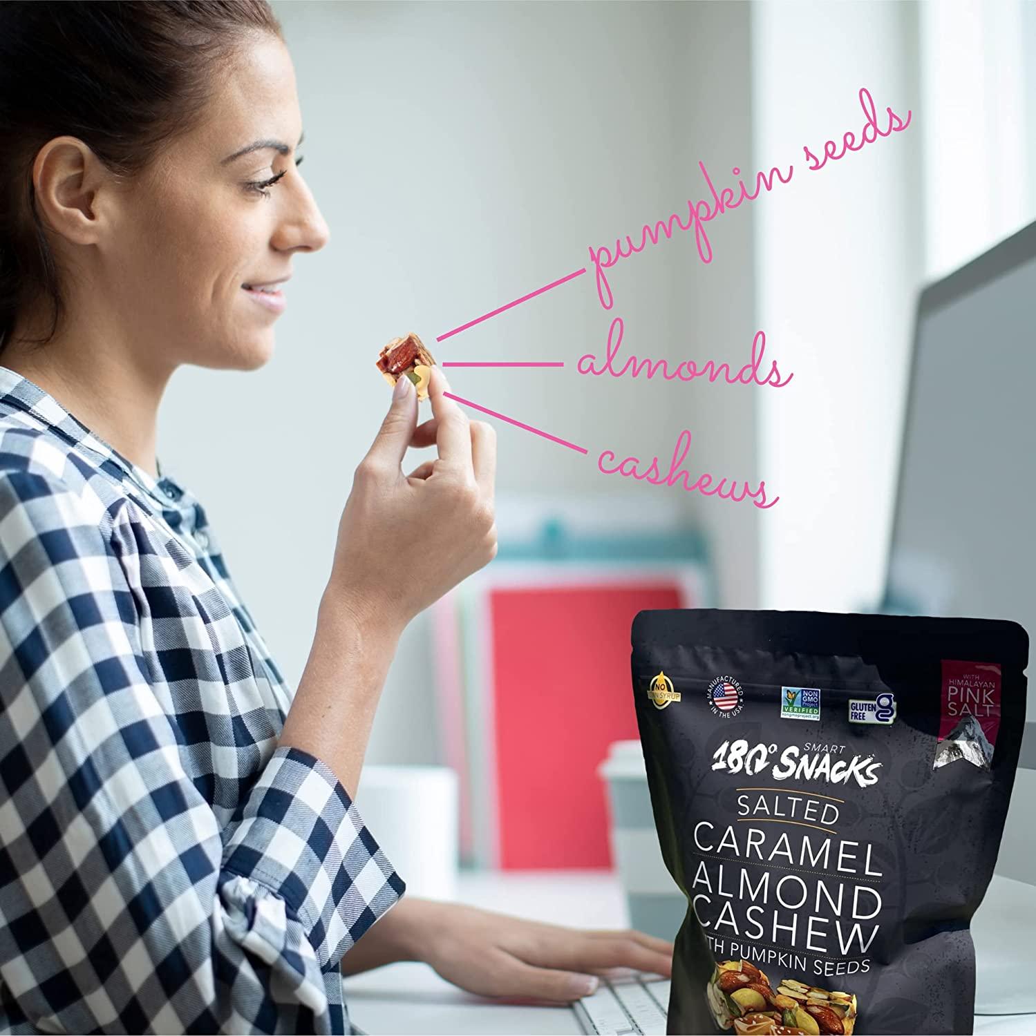 180 Snacks Salted Caramel Almond Cashew with Himalayan Salt Healthy