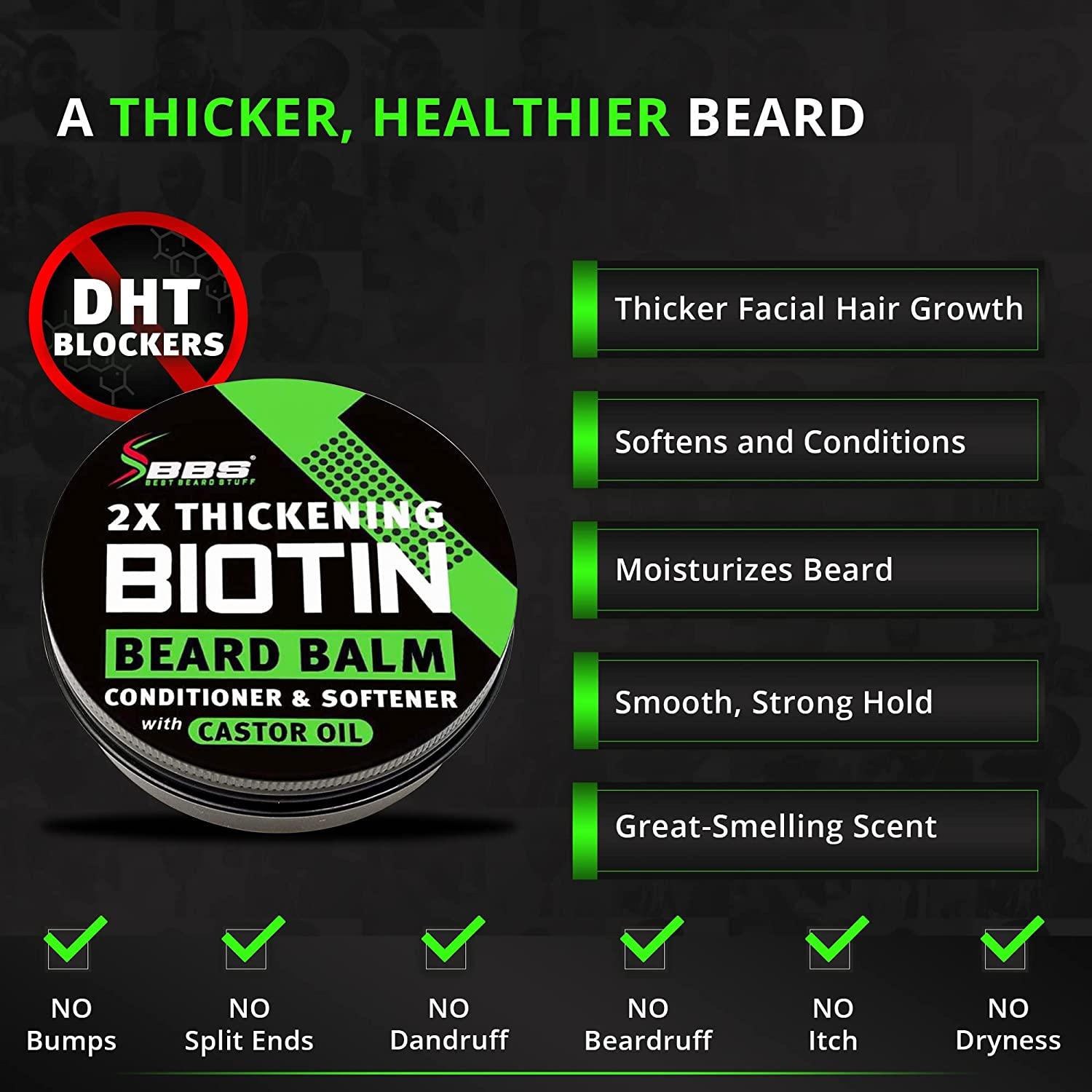 BIOTIN Beard Balm for Men Thickening Mustache Wax for Facial Hair