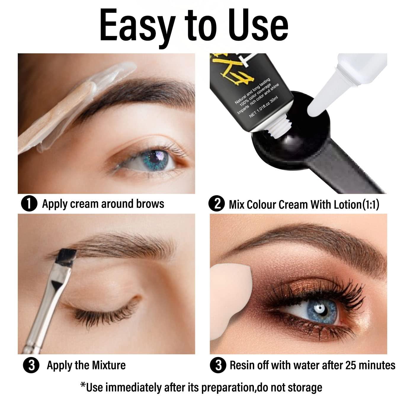 Light Brown SemiPermanent Eyebrow Tint Kit LongLasting Color for 4