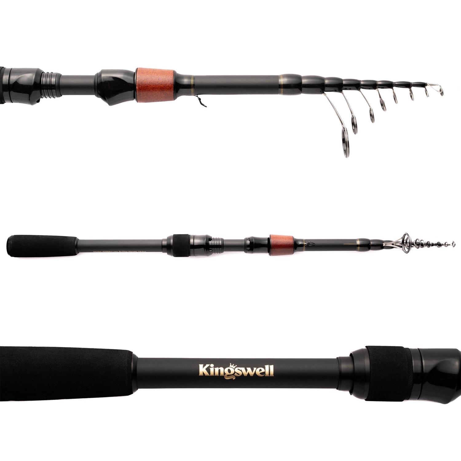 KINGSWELL Telescopic Fishing Rod and Reel Combo, Premium Graphite