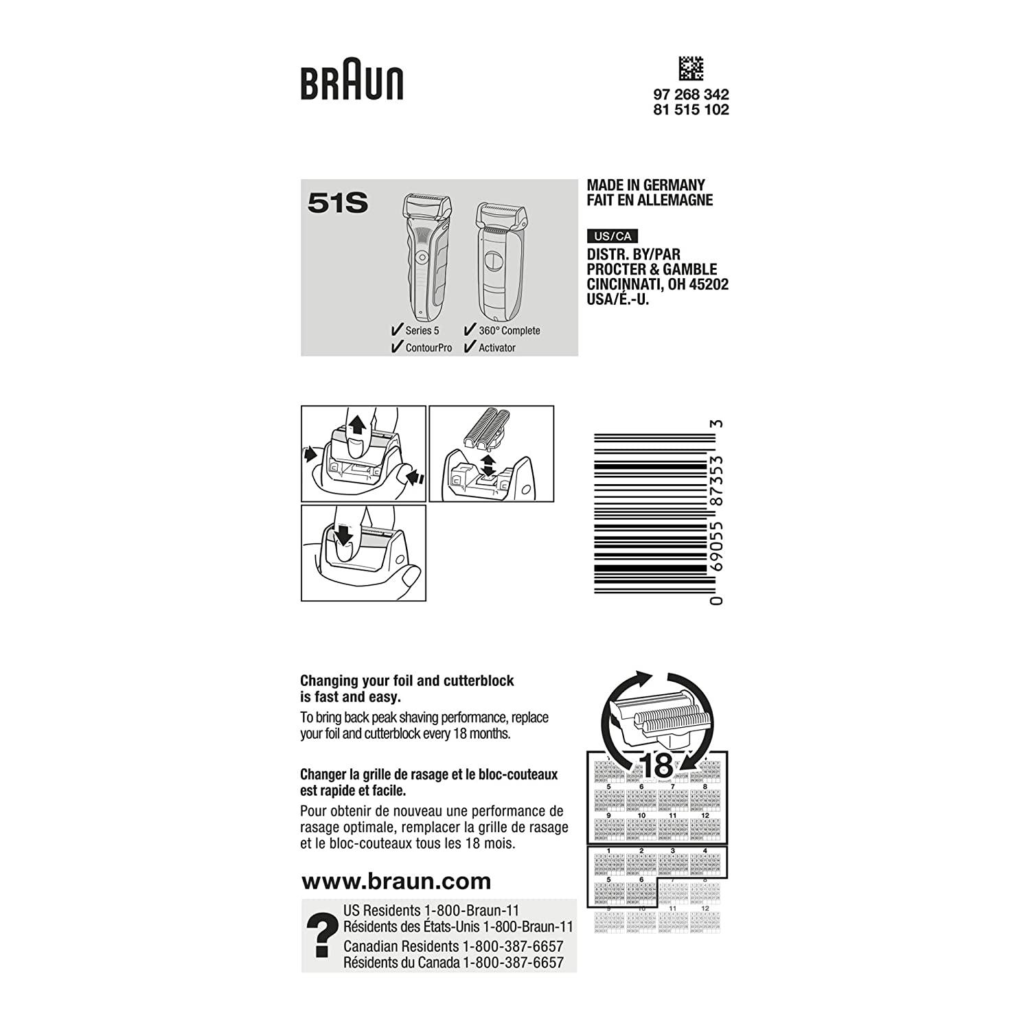 Braun Series 5 Combi 51S Foil and Cutter Replacement Pack