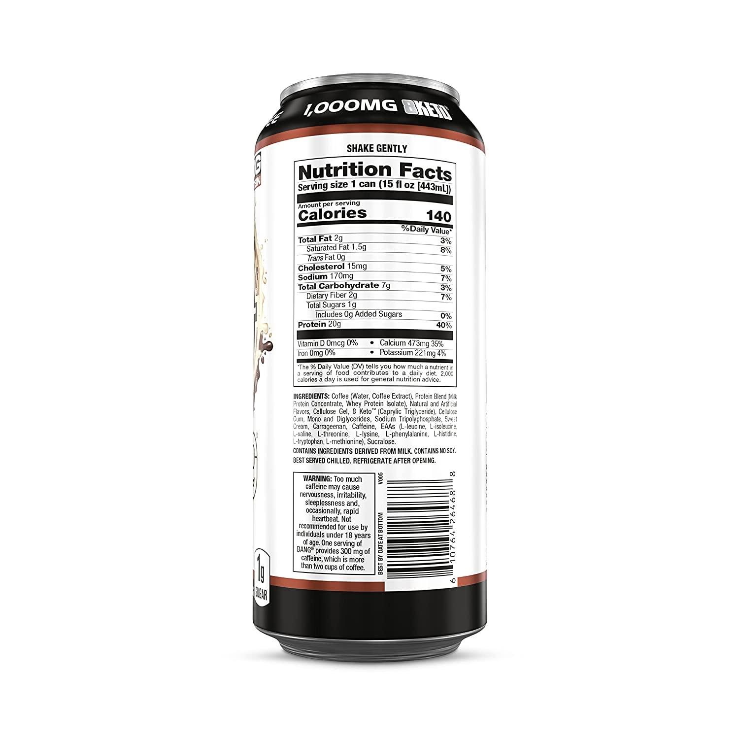 BANG Cookies and Cream Keto Coffee Energy Drink, 20g Protein ...