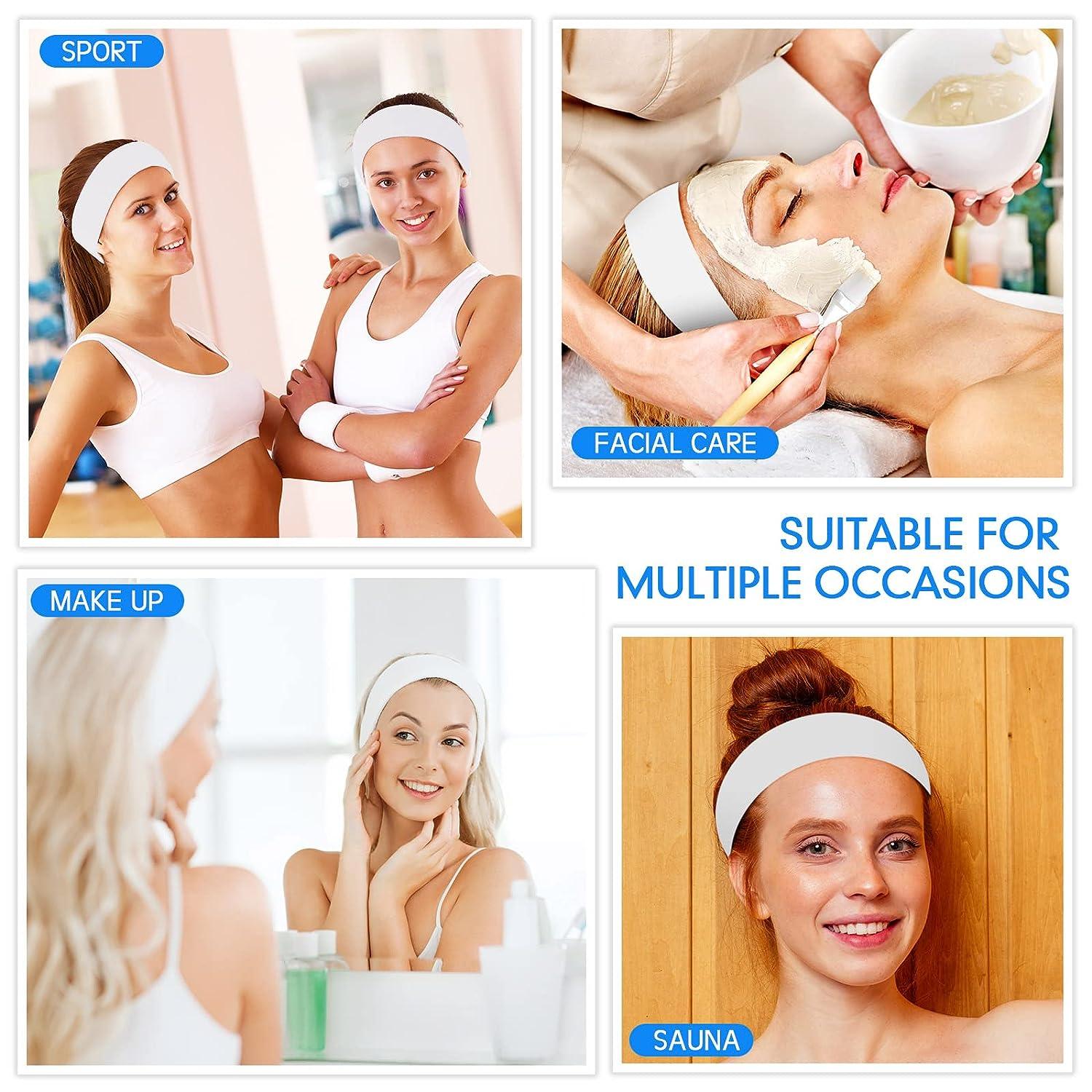 MTLEE 12 Pieces Disposable Spa Facial Headbands with Convenient