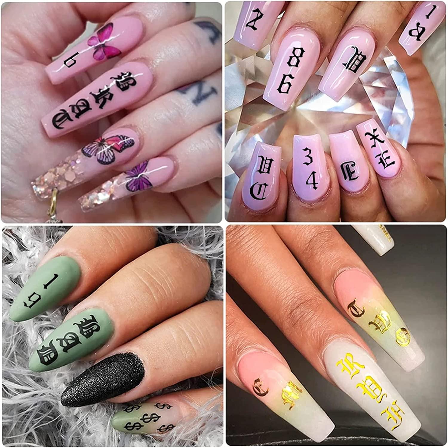 Letter Nail Stickers Decals for Nails 3D Laser Nail Decals
