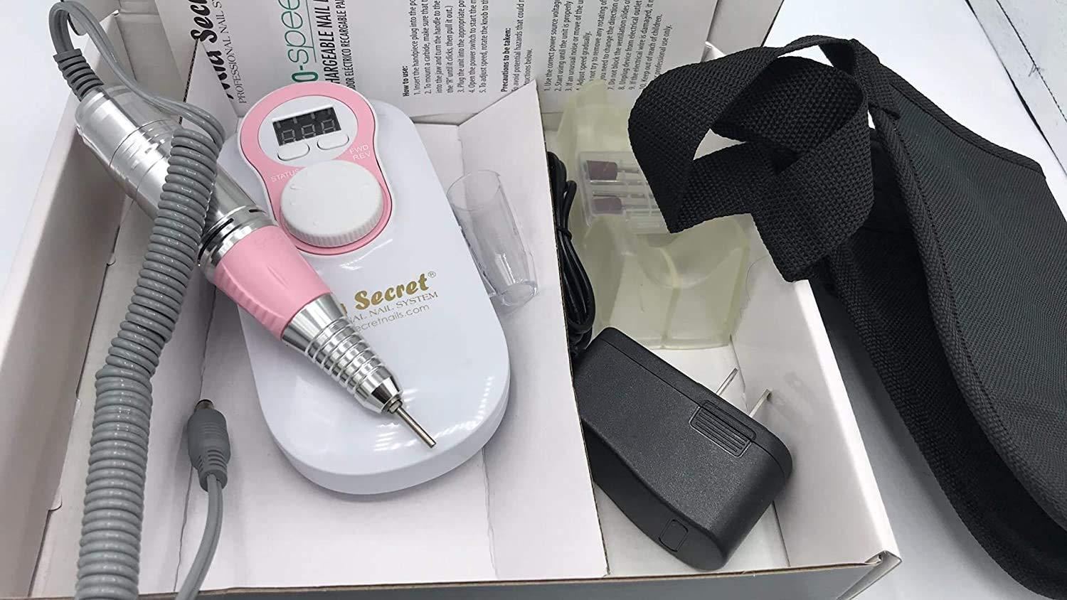 Mia Secret - 272 - PROFESSIONAL Pro-Speed Portable Rechargable Nail Drill -  White & Pink NEW ITEM !