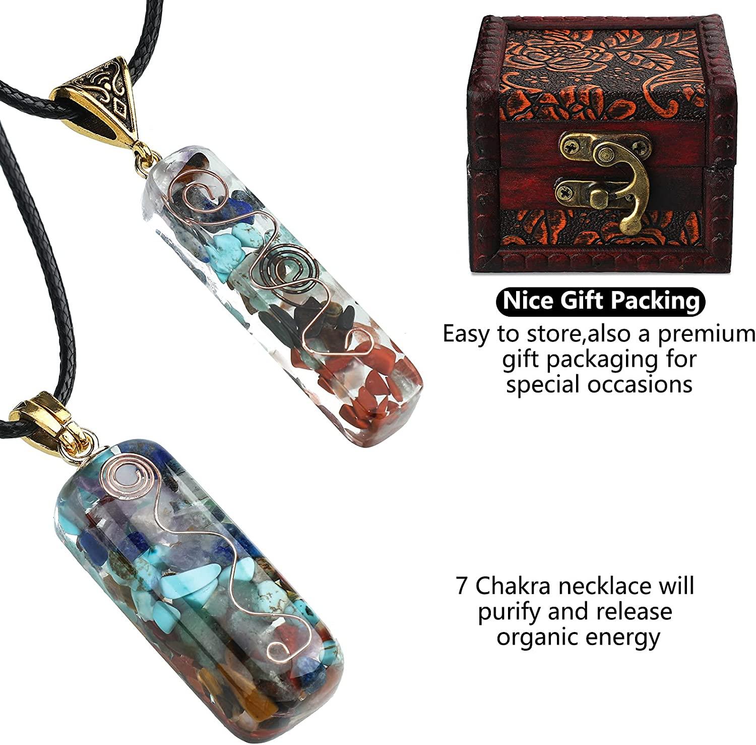 Handmade 7 Chakra Necklace with Adjustable Cord - Healing Orgone