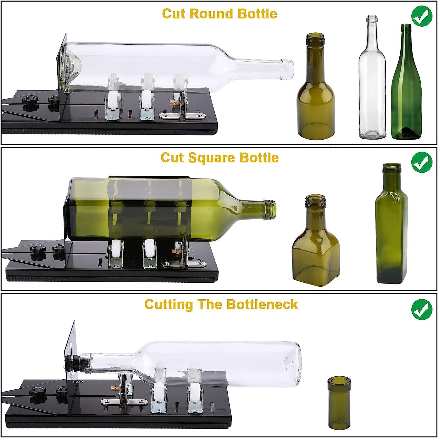Glass Bottle Cutter Fixm Bottle Cutter Upgraded Version Round Square  Bottles and Bottlenecks Suitable for Bottles of Wine Beer Whisky Champagne  Water and Soda(Black)