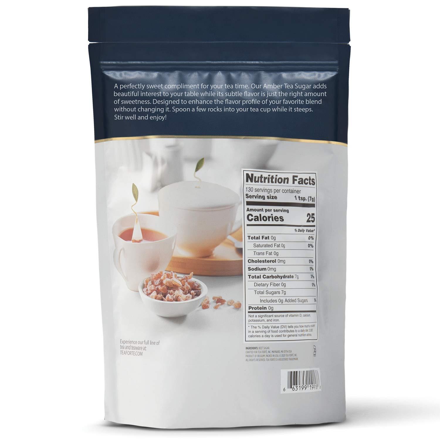 Tea Forte Beet Sugar for Tea and Coffee, Amber Rock Sugar, 2 Pound Bag