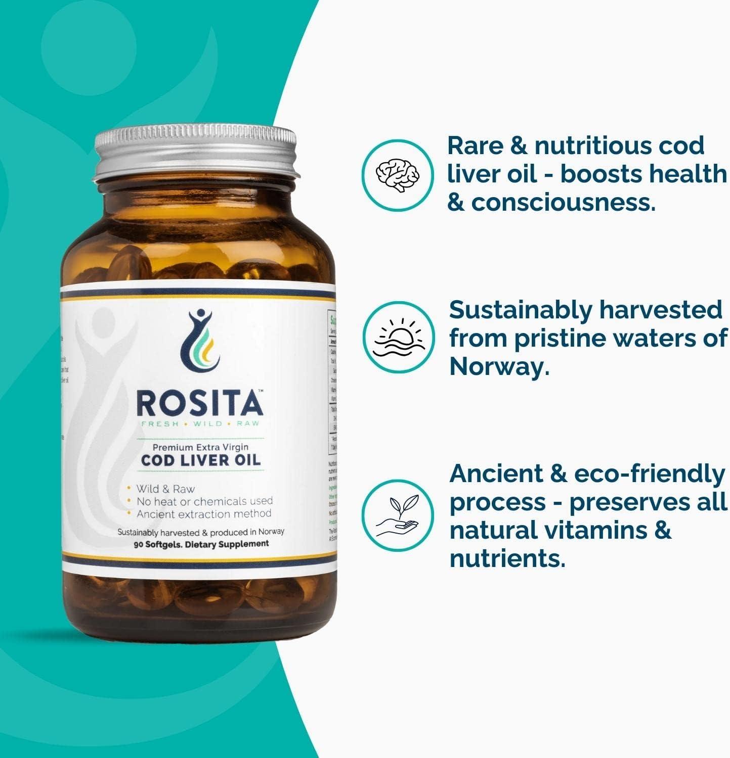 Rosita Real Foods Extra Virgin Cod Liver Oil (EVCLO) Softgels - 90 ...