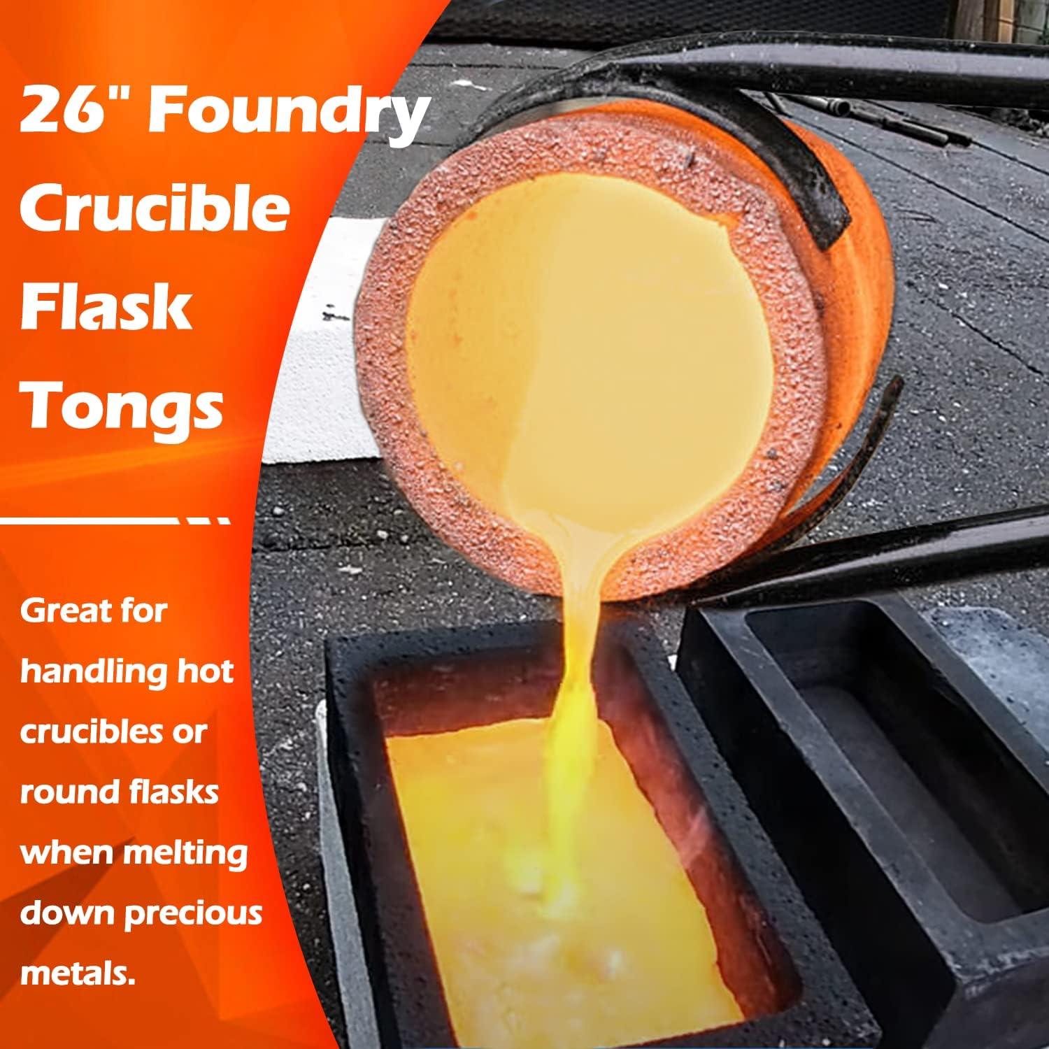 29 +19 Crucible Tongs Foundry Crucible Flask Tongs, Metal