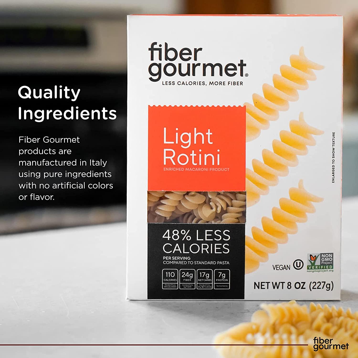 Fiber Gourmet Light Rotini Pasta, Low Calorie & FiberRich Pasta, Made