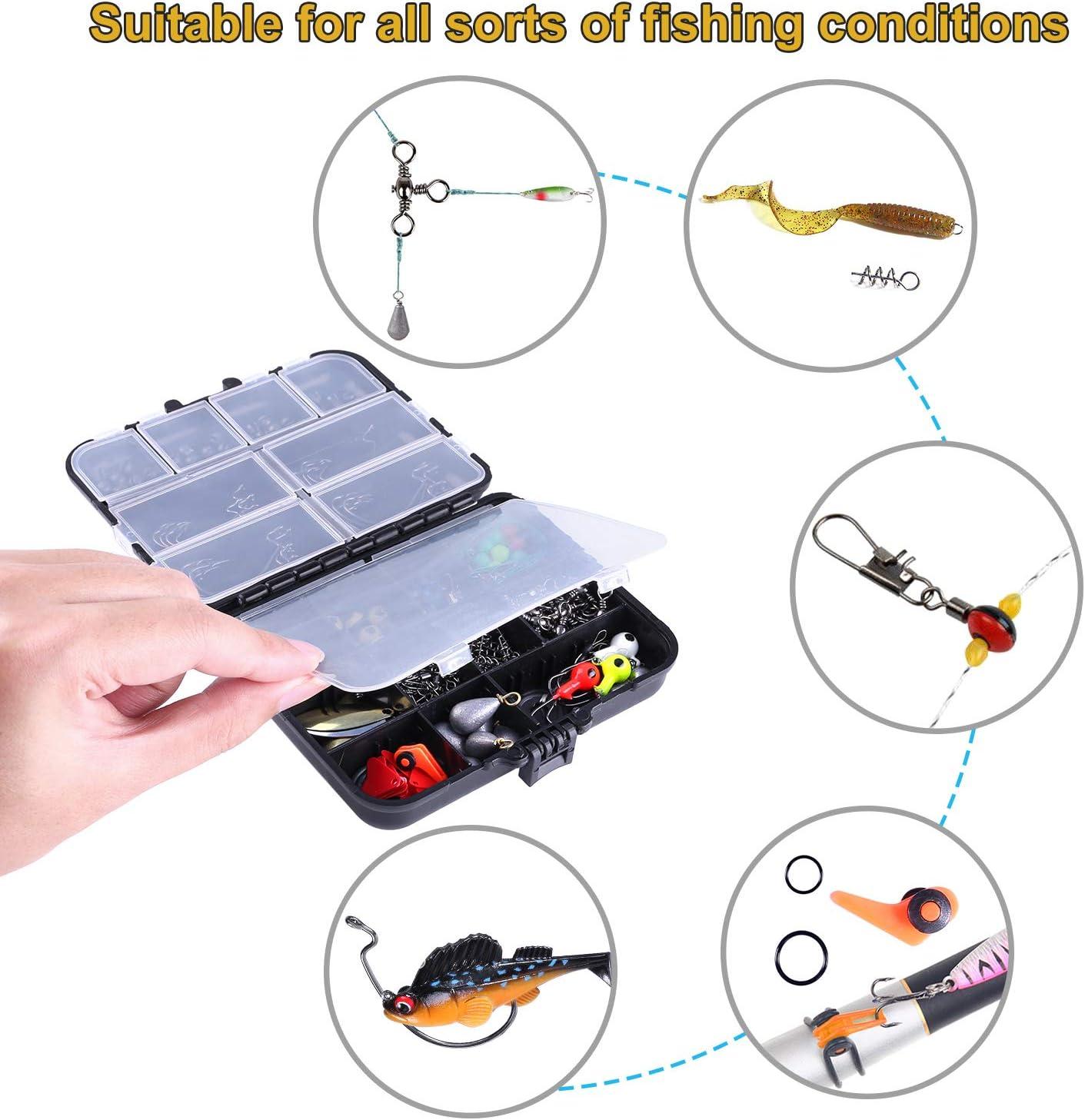 TOPFORT 187/230pcs Fishing Accessories Kit, Including Jig Hooks