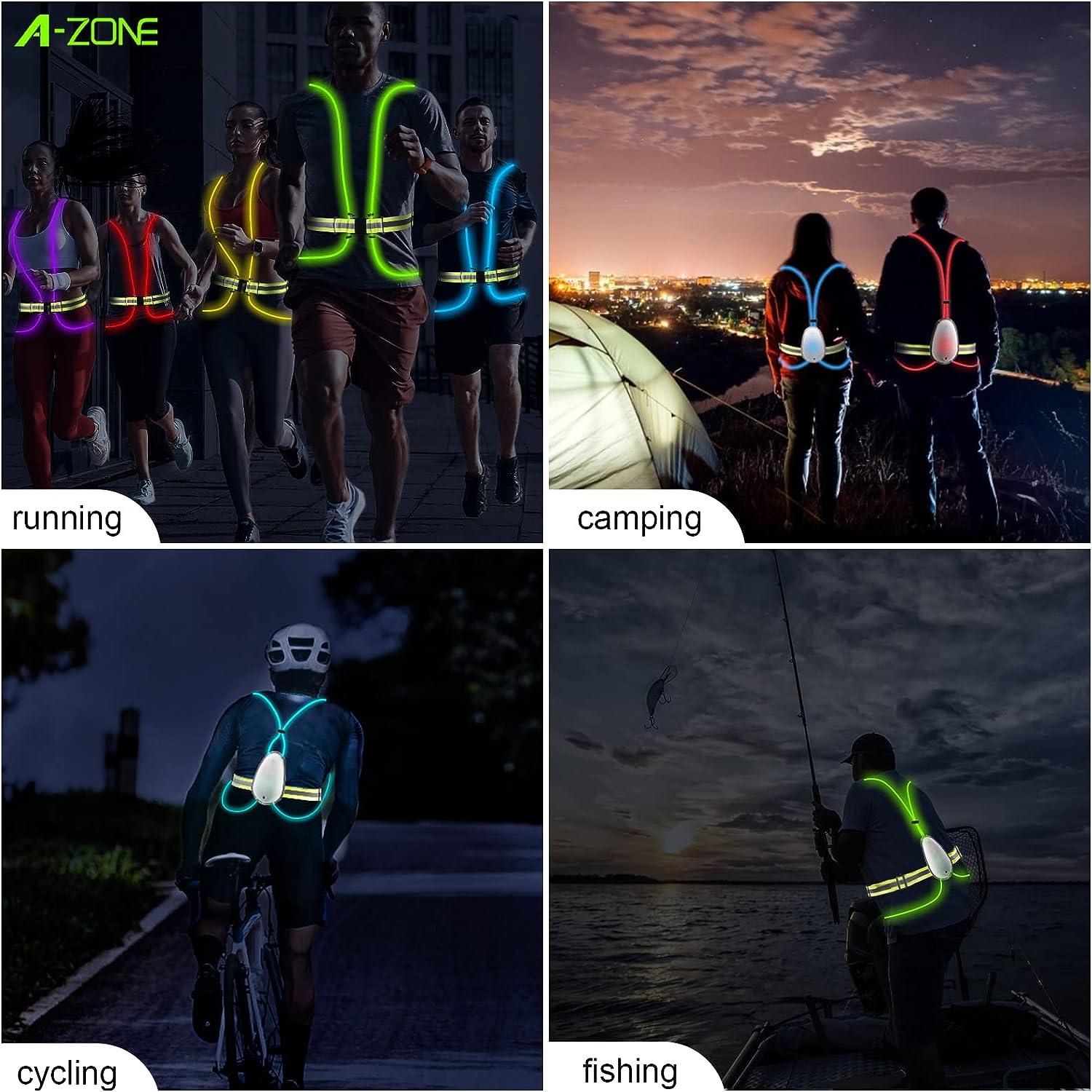 A-ZONE Running Lights for Runners High Visibility Led Reflective Vest USB  Rechargeable Reflective Gear for Running/Cycling at Nights Lightweight  Waterproof