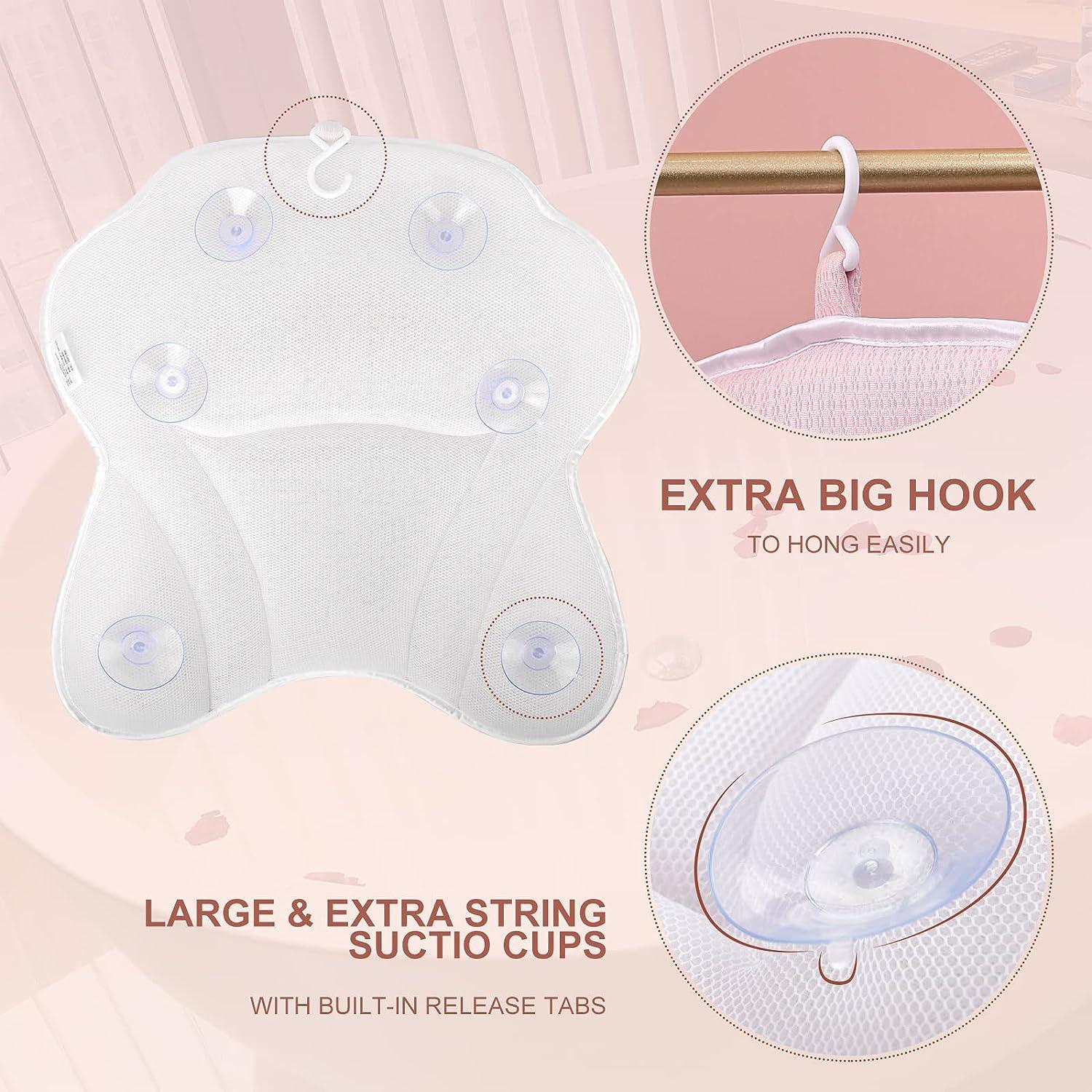 DIGIFOX Pink Bath Pillow Ergonomic Tencel Bath Pillow for Tub Relaxing