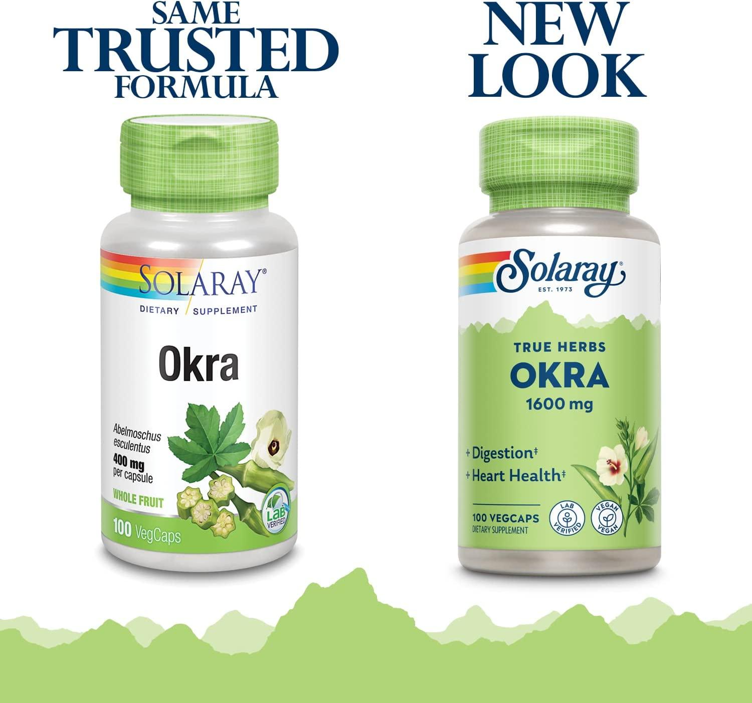 Solaray Okra Fruit 1600mg Promotes Healthy Digestion, Regularity
