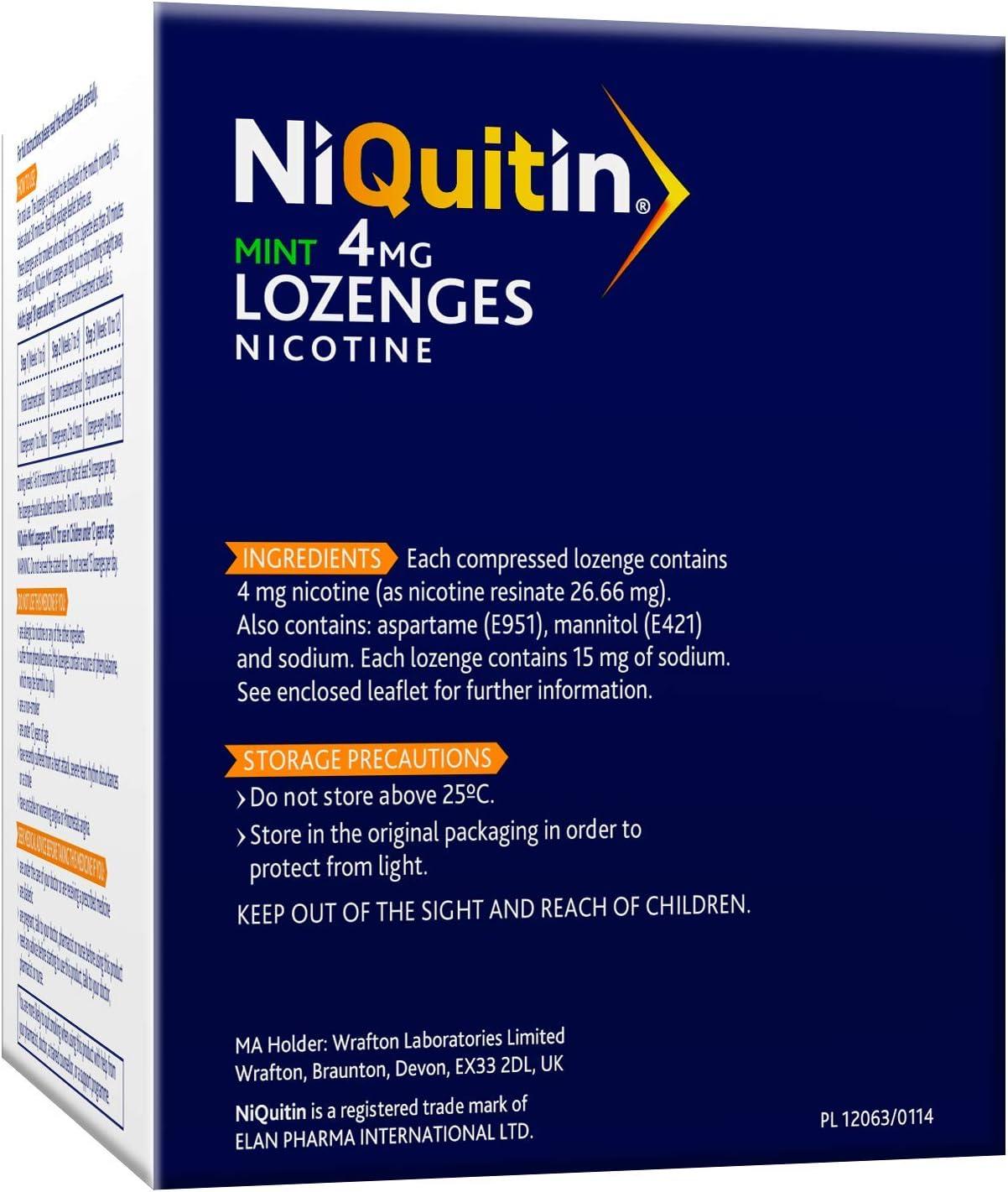 NiQuitin Mint 4 mg Lozenges Effective Smoking Craving Relief 132