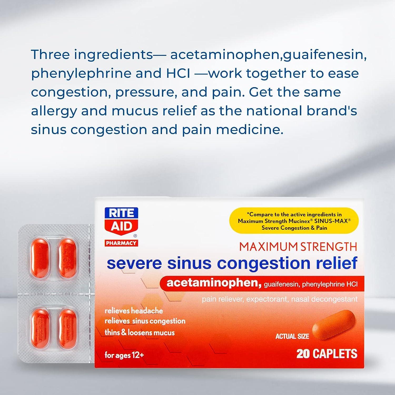 Rite Aid Severe Sinus Medicine and Nasal Decongestant Maximum Strength