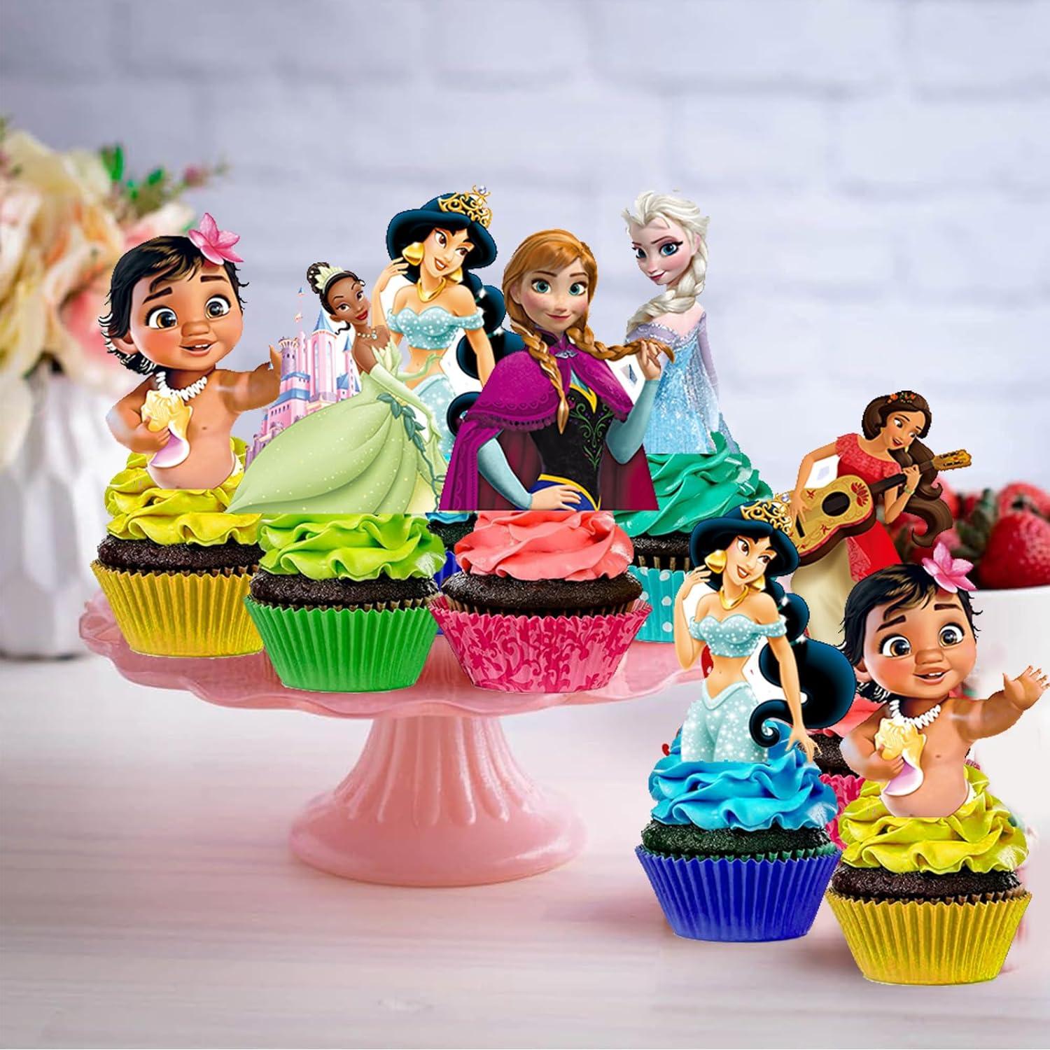 48Pcs Princess Party Cupcake Toppers Princess Birthday Party Supplies ...