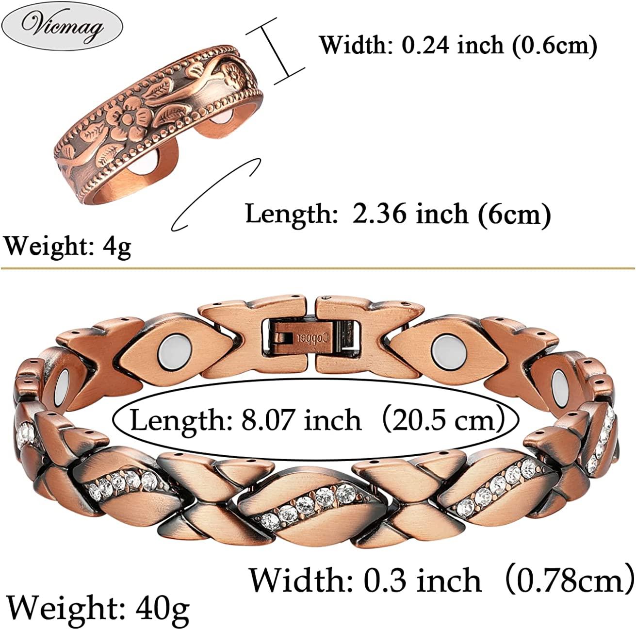 Vicmag Copper Magnetic Bracelet Ring for Women Magnet Bracelet for