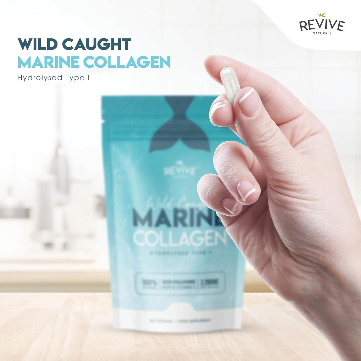 Marine Collagen Capsules 2400mg - Wild Caught With Hyaluronic Acid & Vitamin C - 180 Capsules (Not Collagen Powder/Collagen Tablets) - Collagen Complex For Skin Joints & Hair For Women & Men