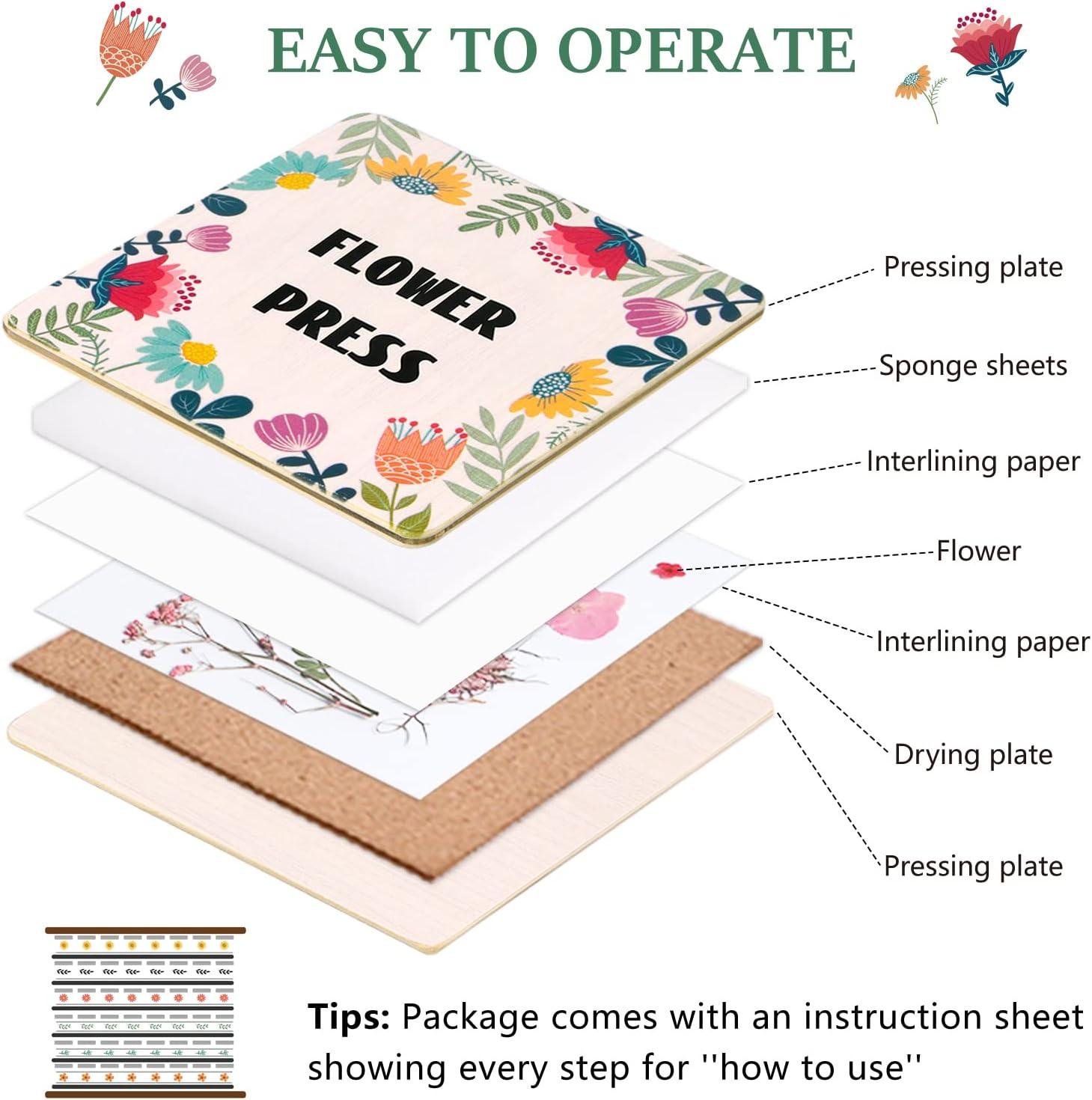 Aboofx Flower Press Kit Easy to Carry Flower Preservation Kit, 6 Layers 6.3  x 8.3 Inches DIY Flower Pressing Kit for Adults and Kids to Making Dried