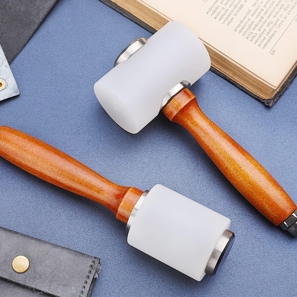 Leather Carving Hammer 2 Pieces, Leathercraft Mallet, Nylon Wood Handle  Hammer, Leather Carving Hammer Mallet for DIY Stamping Sew Leather Cowhide