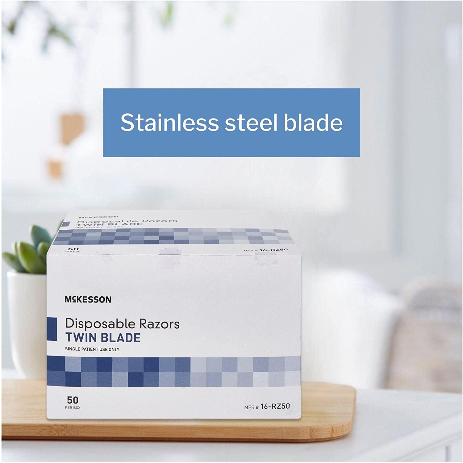 McKesson Disposable Razors, Shaving Razor, Twin Blade, Stainless Steel