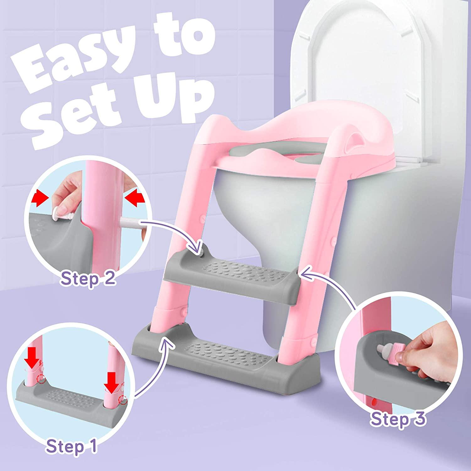 Ashtonbee Mountable Potty Seat (with steps, Pink) with steps Pink