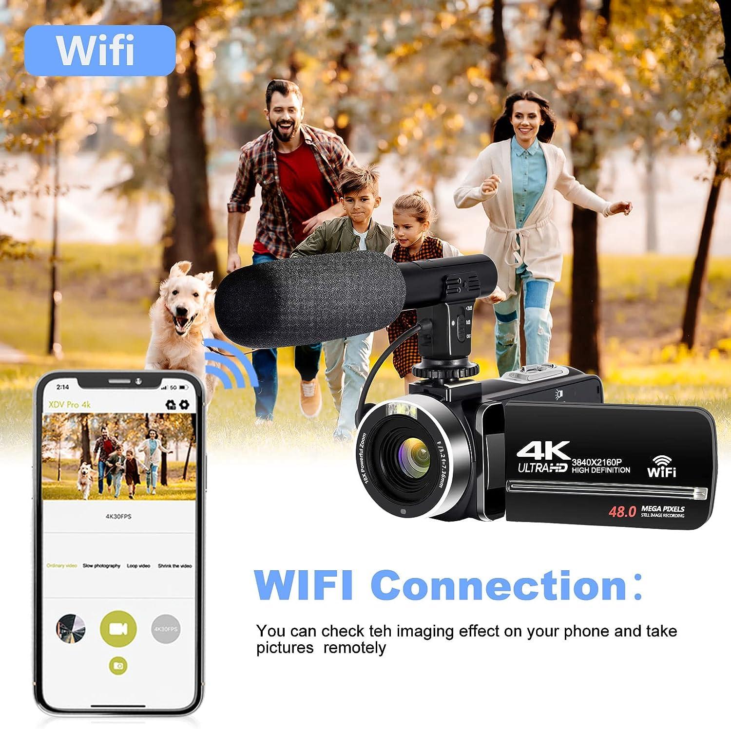 Cámara Digital 4K Ultra HD 3,0, videocámara con Wifi, Zoom 18X de