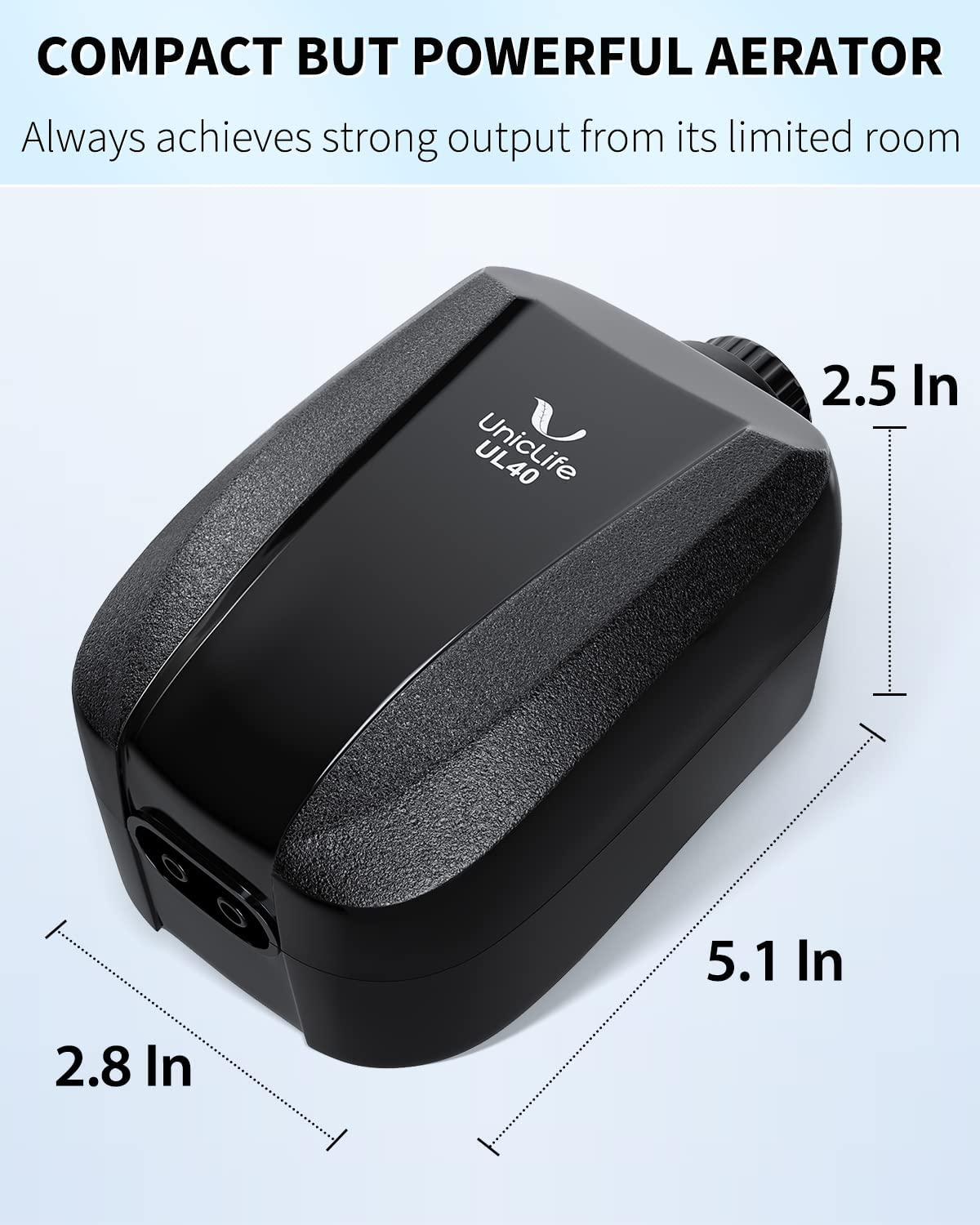 Uniclife Aquarium Air Pump Dual Outlet with Accessories for Up to 100 Gallon Tank