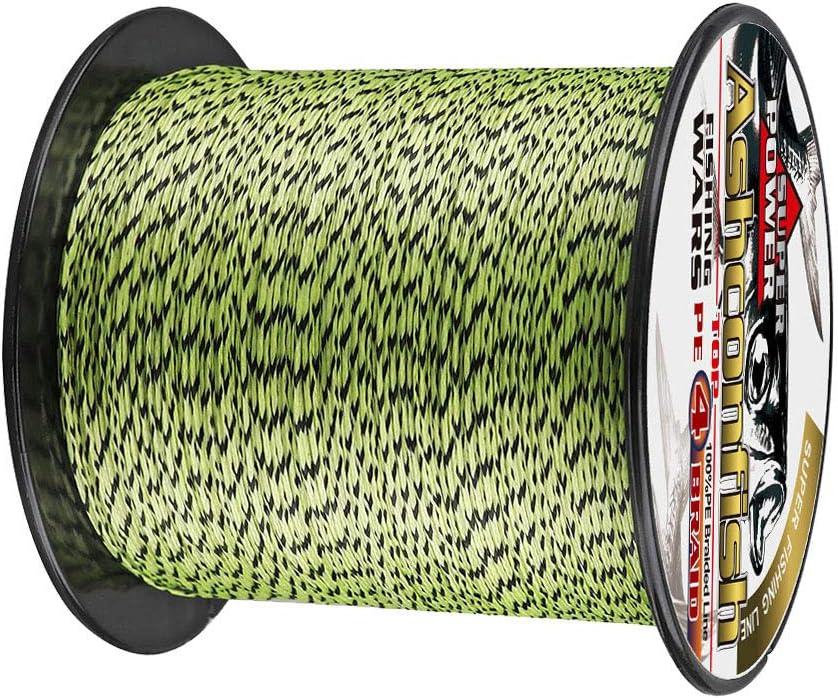 Ashconfish Braided Fishing Line- 4 Strands Super Strong PE Fishing Wire-  6lb to 100lb  Test-100M/300M/500M/1000M(109Yards/328Yards/547Yards/1093Yards)-Abrasion  Resistant - Zero Stretch-Multiple Colors Black and Yellow 6LB  0.10MM-109Yards