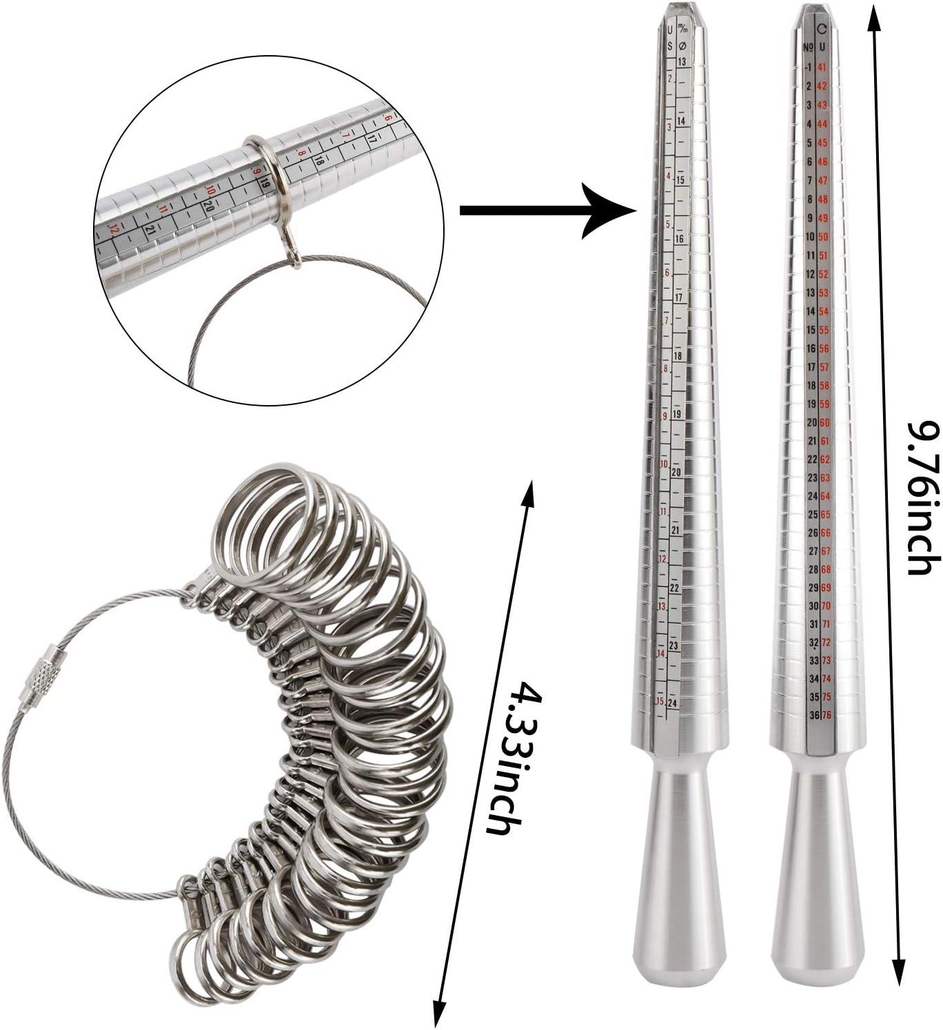 Jewelry Ring Measuring Tool, Aluminum & Plastic Ring Size Mandrel