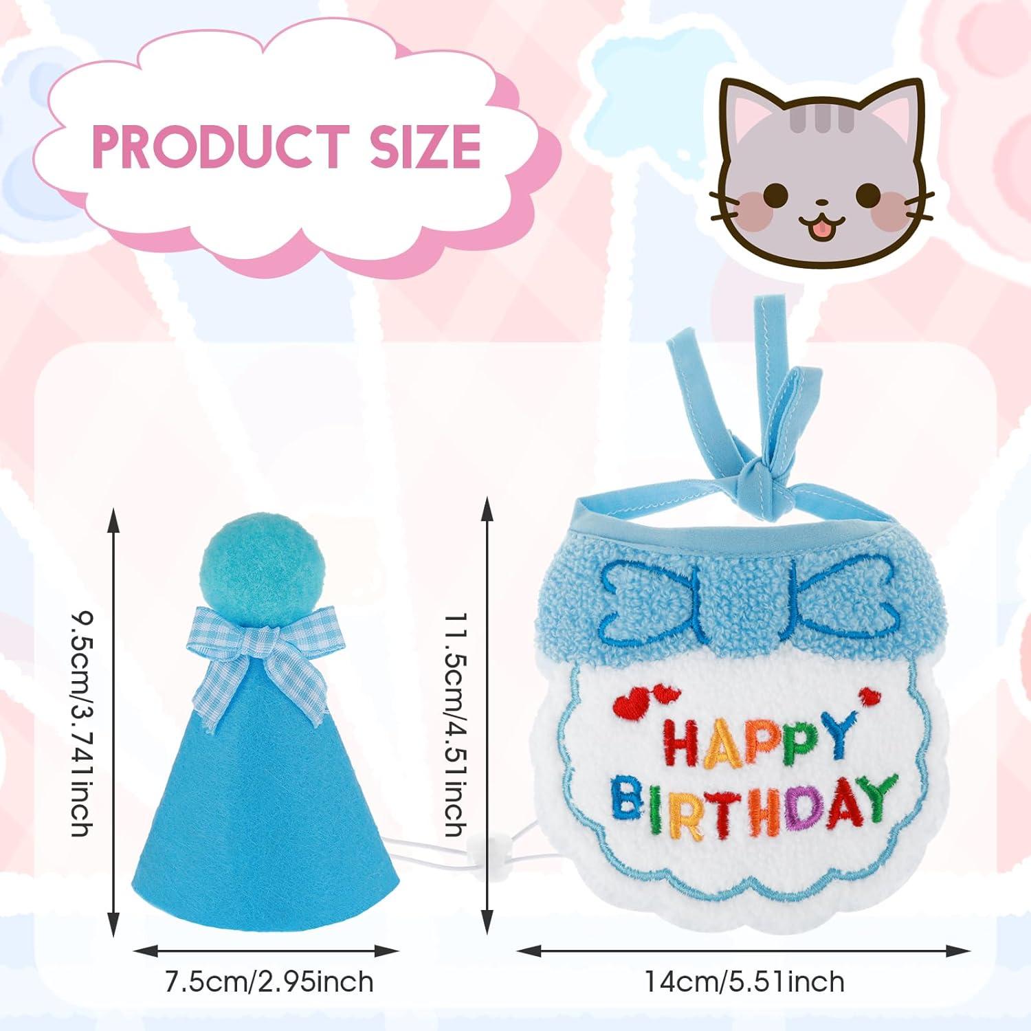 Amaxiu Small Dog Cat Birthday Hat Scarf Set, Cute Pet Birthday Bandana Party Supplies Puppy Happy Birthday Decorations Embroidered Birthday Gift For Girls Boys Kitten Dog(Pink