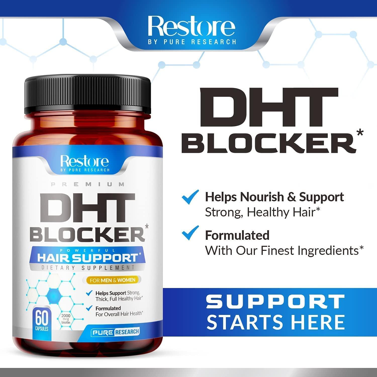 DHT Blocker Hair Growth Support Supplement - Supports Healthy Hair Growth,  Healthy Thick Strong Hair - W/ Biotin, Saw Palmetto, Iron, and More - Hair  Vitamins For Women And Men - Low Loss Capsules