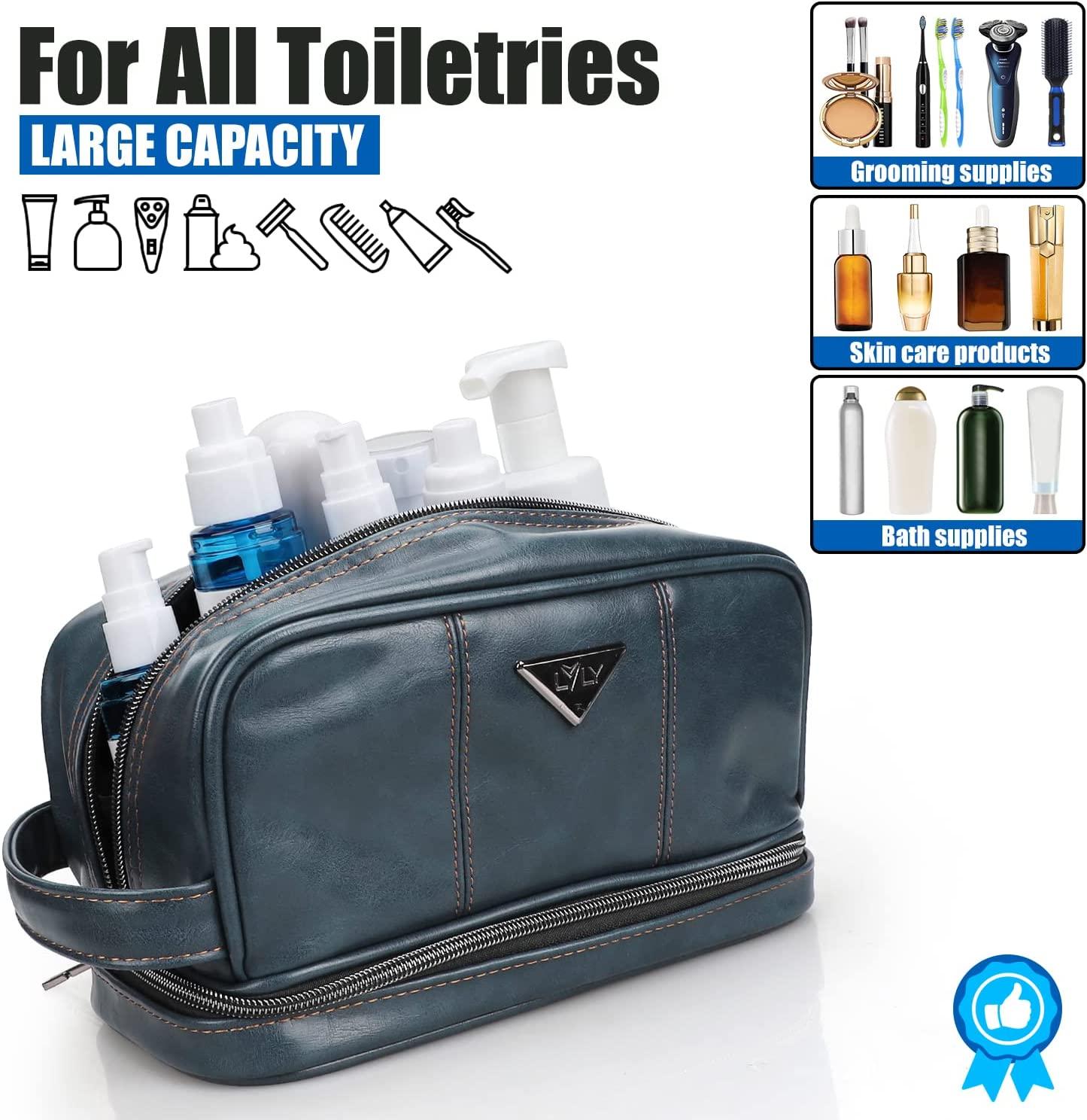 Men's Toiletry Bag, Travel Toiletry Bag for Men, Large Leather Dopp Kit for  Men, Shaving Bag for Travel Accessories, LargeMens Toiletries Bathroom  Organizer, Shaving kit, Dopp kit(Blue) Dark-Blue