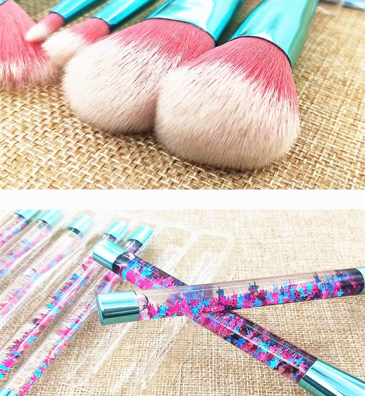 Sparkles Glitter Makeup Brushes Set Cute Fan Foundation Glitter Unicorn
