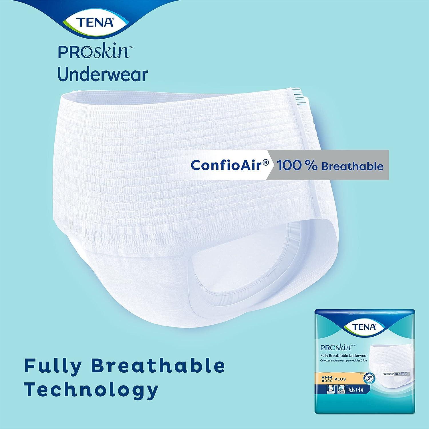 TENA ProSkin Plus Disposable Underwear Pull On with Tear Away Seams Large,  72633, 18 Ct Large (18 Count)
