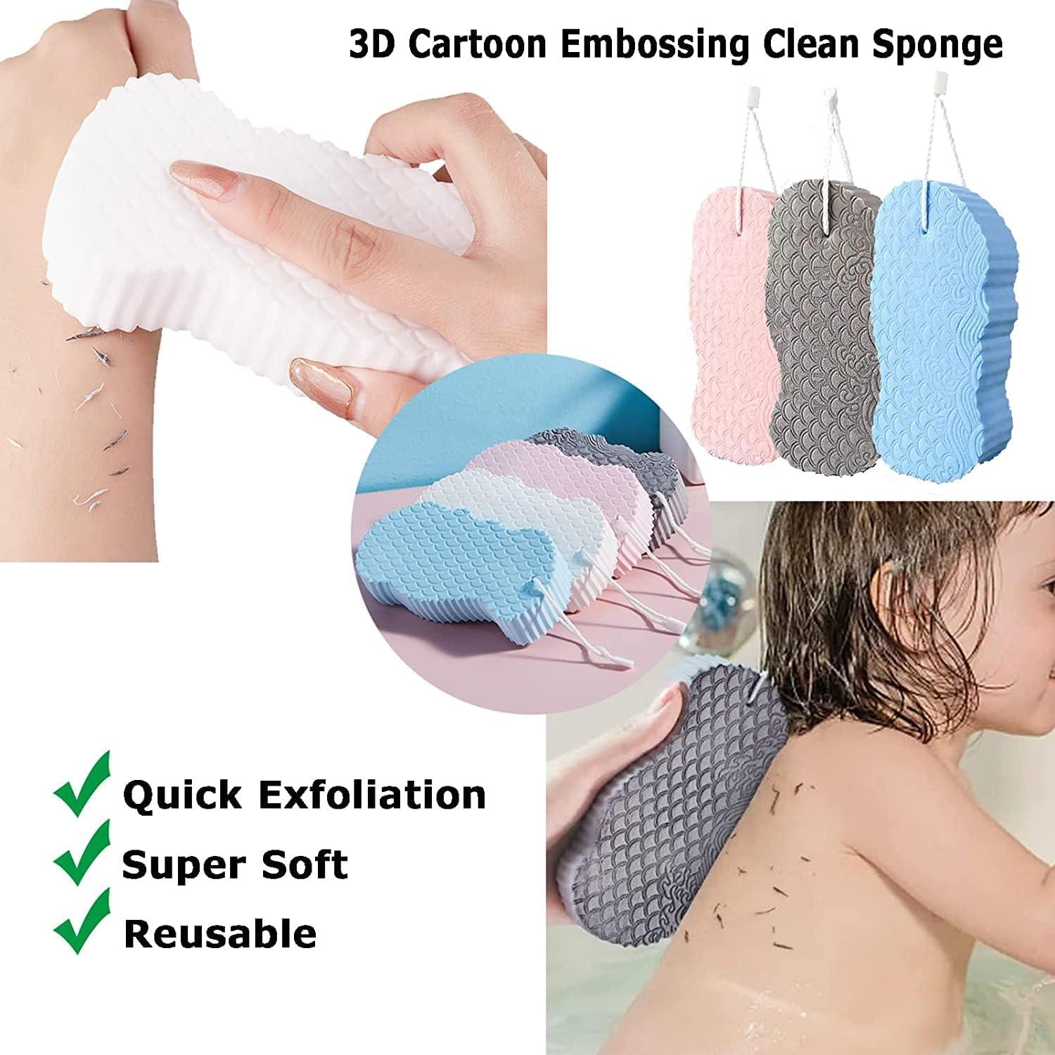 Ultra Soft Bath Body Shower Sponge, Magic Bath Sponge Dead Skin Remover,  Super Soft Exfoliating Bath Sponge Painless Scrub Sponge for Adults  Children and Pregnant Wome (Blue) 1 Count (Pack of 1) Blue