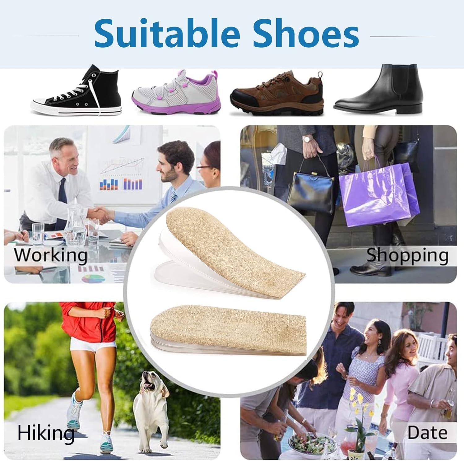 PrettSole 5mm to15mm Heel Lifts(3 Layers) Height Increase Insoles for