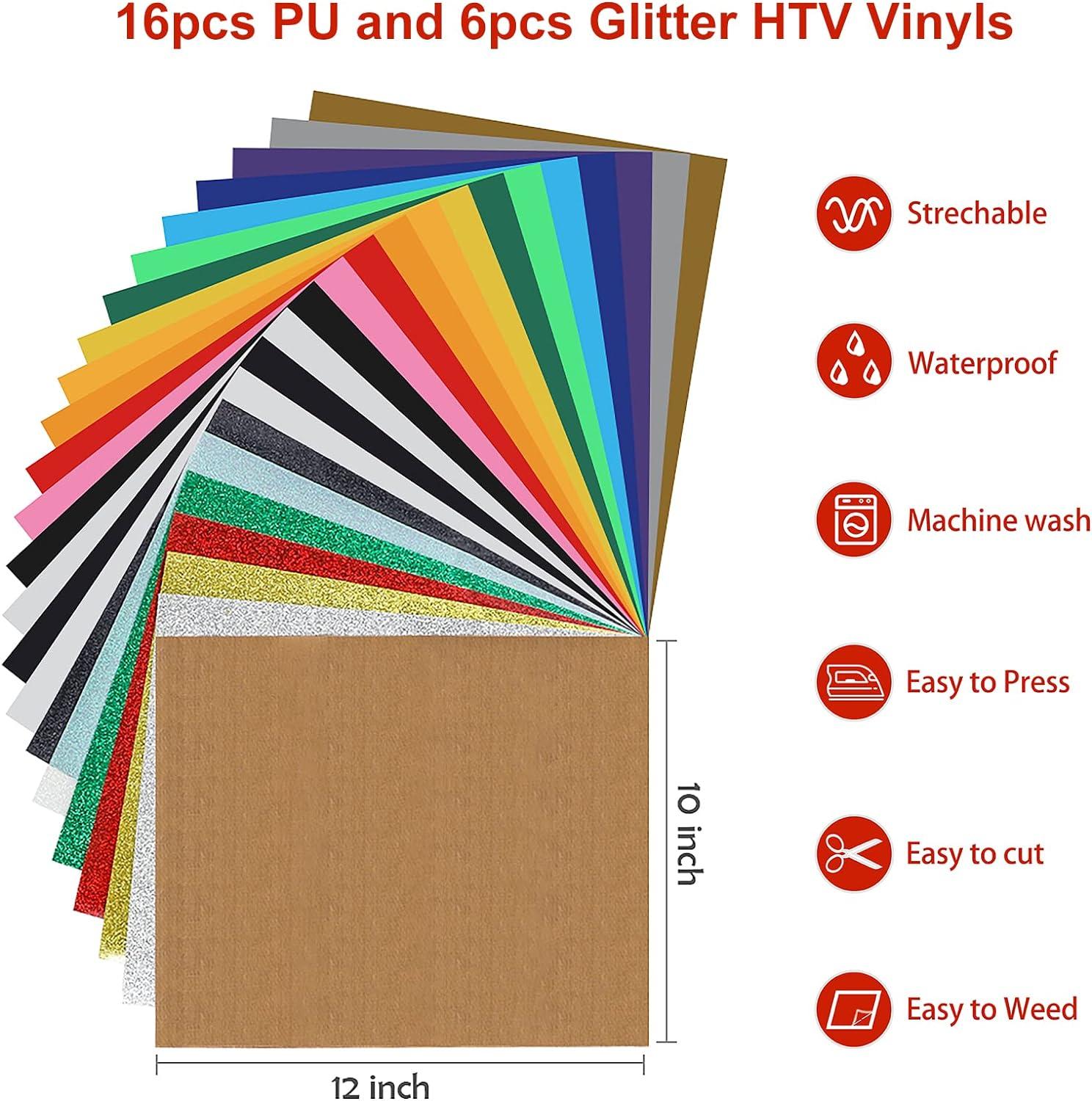 Iron on Vinyl Heat Transfer Vinyl 22 Pack Includes 16 Pack