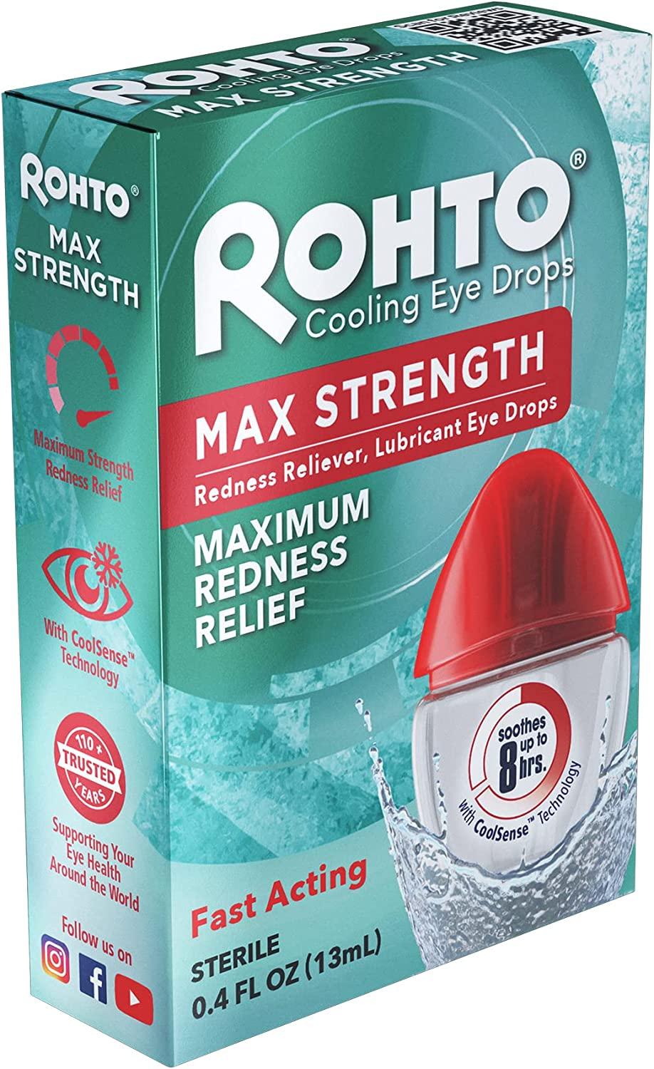 Rohto Cooling Eye Drops Max Strength Redness Relief 0.4 fl oz (13 ml)