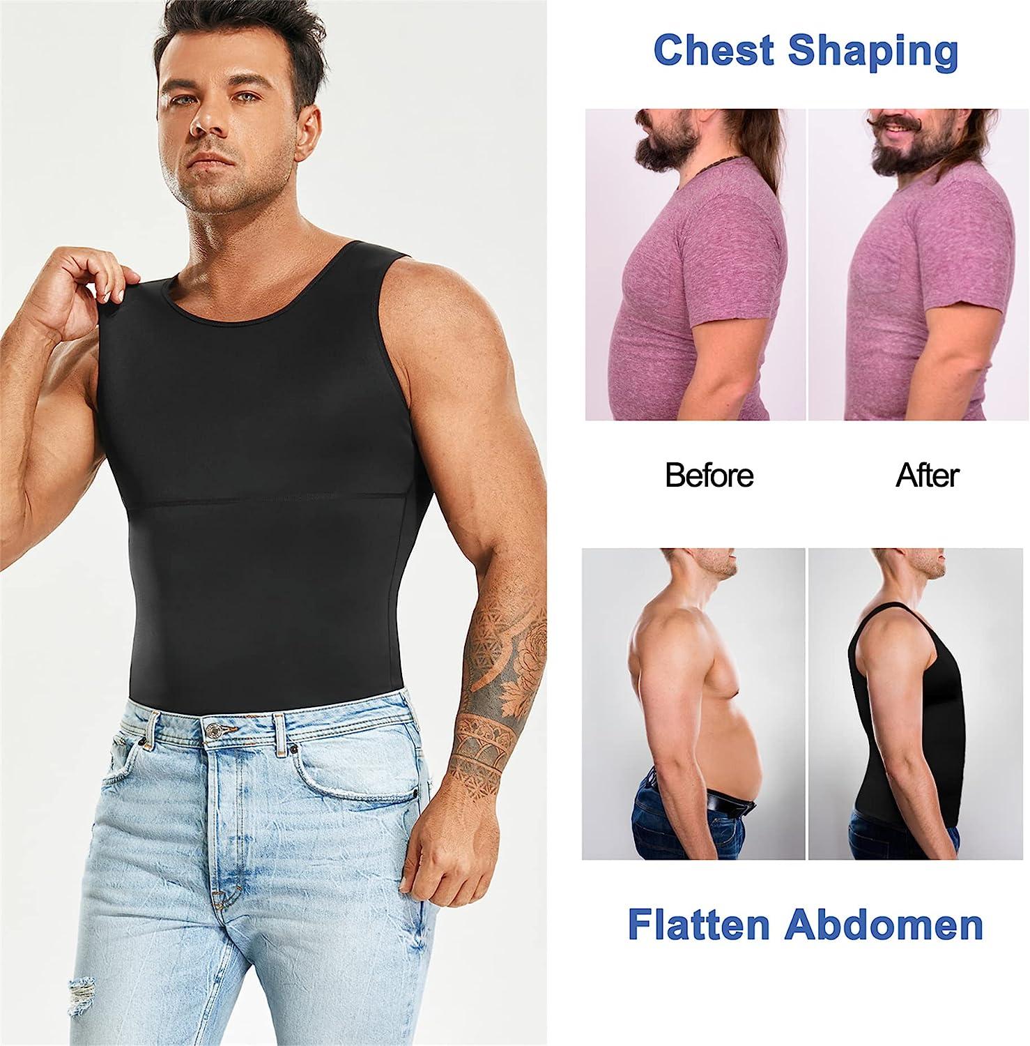 Men's Slimming Body Shaper Vest Undershirt Abs Abdomen Slim Tank Top  (Black, Medium) at  Men's Clothing store