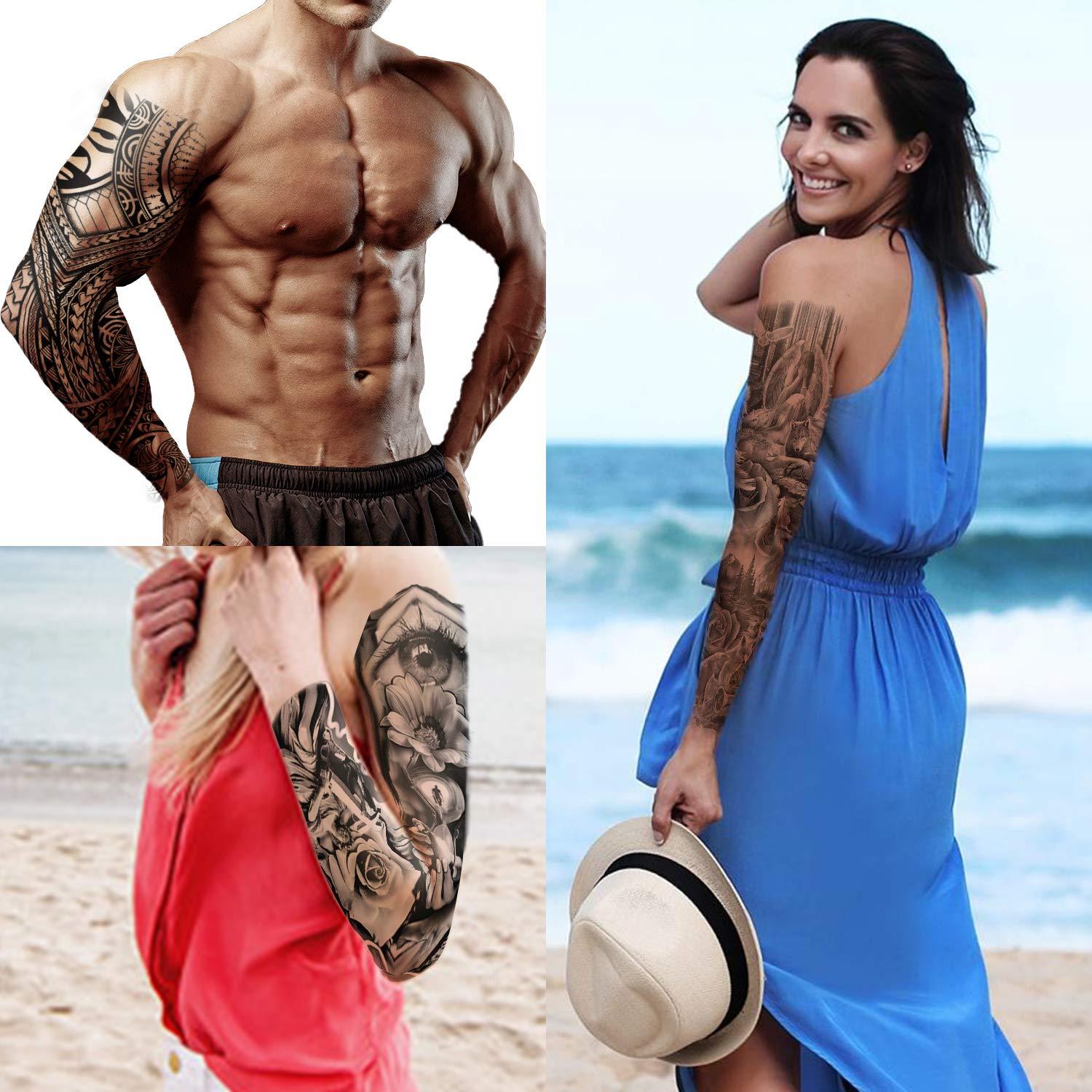 Konsait 15 Sheets Large Temporary Tattoos Full Arm Tattoo Sleeves