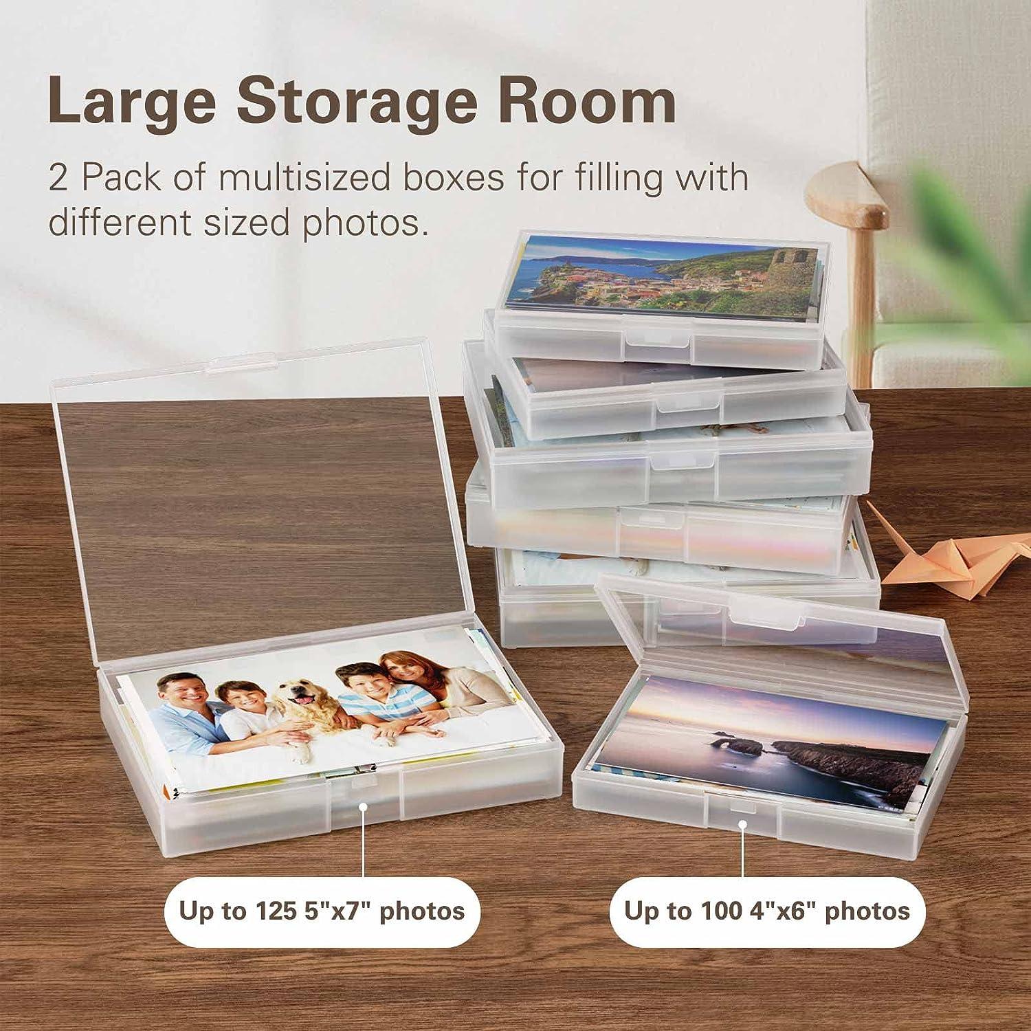 Barhon Photo Storage Boxes Set - 8 Pack 4x6 and 8 Pack 5x7, Photos Case  Containers with Lightproof Zipper Cloth Bags, Multi-Sized Seed Organizer  with Handle for Stickers Craft (Clear) 4x6 and