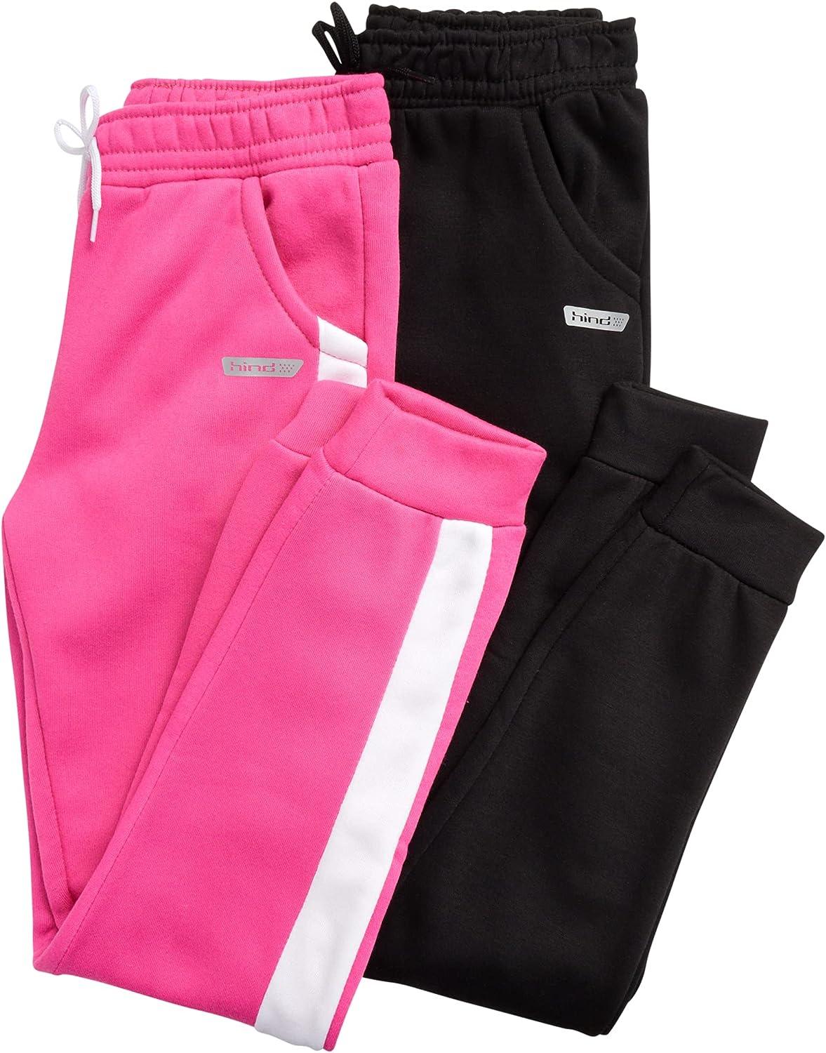 Hind Girls' Sweatpants - 2 Pack Basic Active Fleece Fashion Jogger Casual  Pants (4-16) Carmine Rose/Black 4