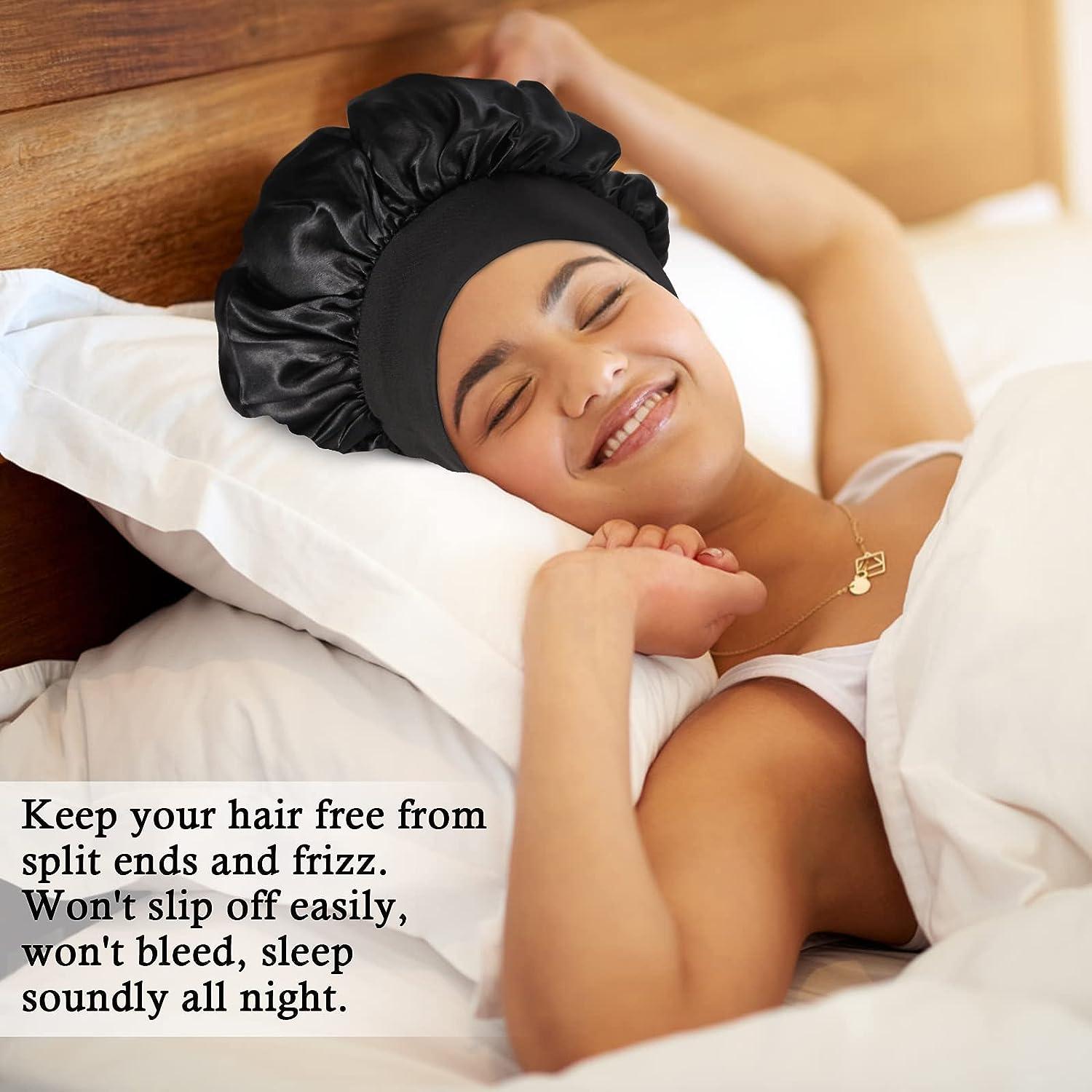 Satin Silk Bonnet Set for Sleeping Pcs Elastic Wide Band Hair
