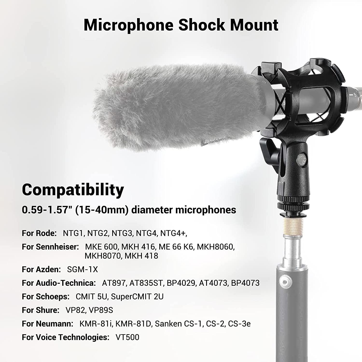 SMALLRIG Microphone Shock Mount with Cold Shoe Pinch for Camera Shoes