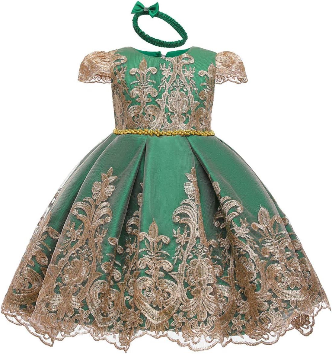 green dress for christening Green A-Line Princess Flower Girl Dress with Sequins and Ruffles | Green / 2-3 Years (100cm) main image 0