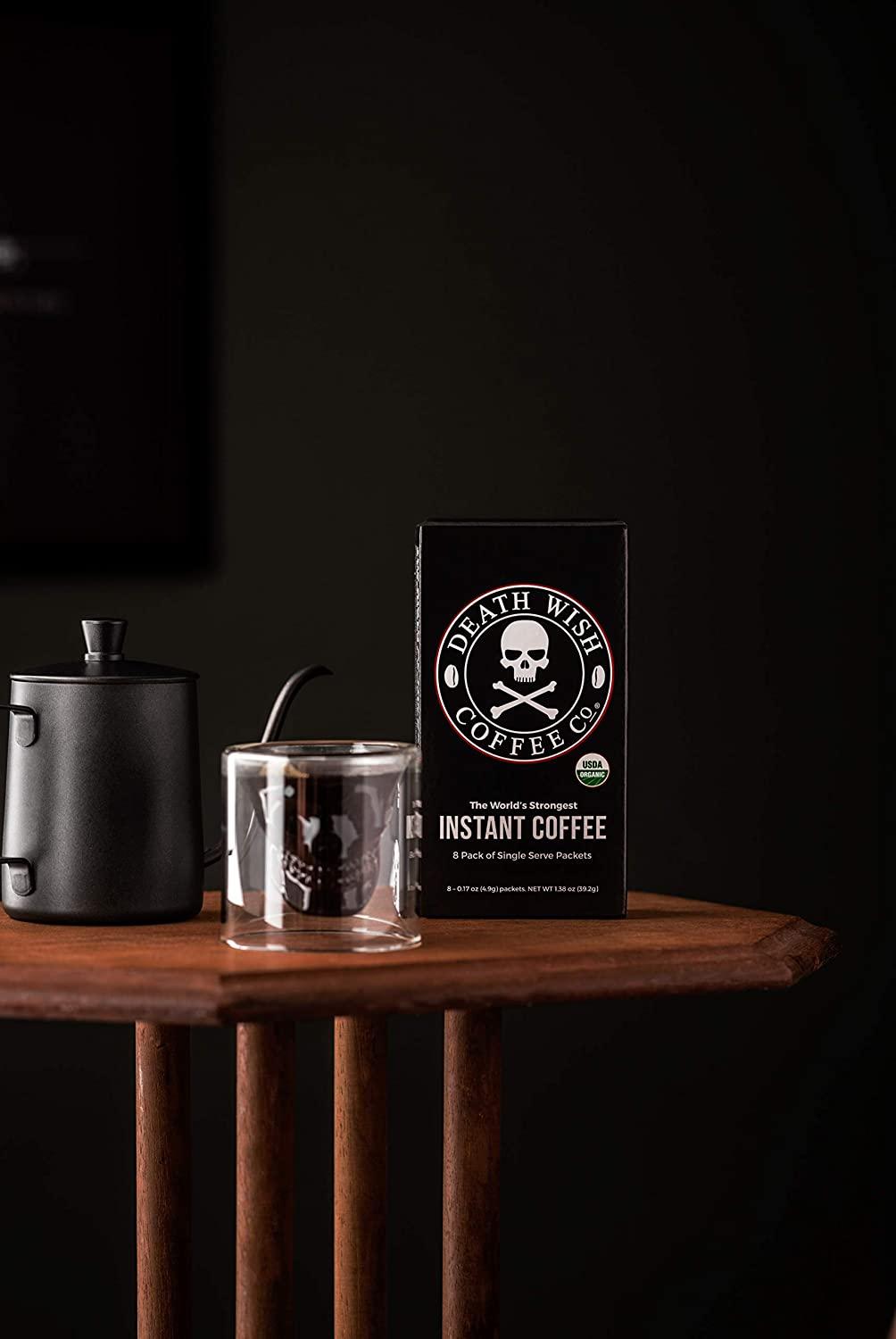 Death Wish Coffee Instant Coffee Dark Roast, 8 Single Serve Packets, The World's Strongest